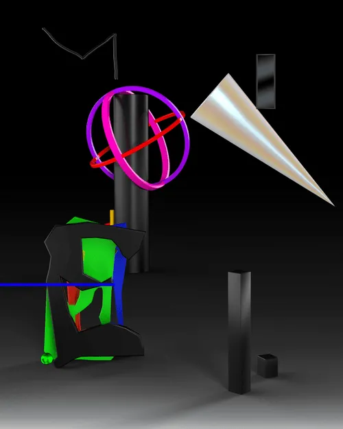 OBJECTZ is a collection of 3396 images by JIMMY. Each artwork is a unique digital construction, generated in a web browser. The process is performed by Javascript and feature the iconic elements of JIMMY’s artwork.