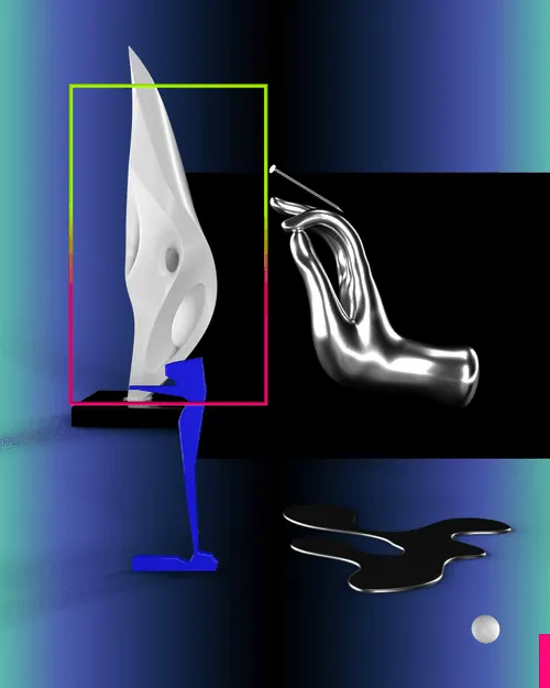OBJECTZ is a collection of 3396 images by JIMMY. Each artwork is a unique digital construction, generated in a web browser. The process is performed by Javascript and feature the iconic elements of JIMMY’s artwork.
