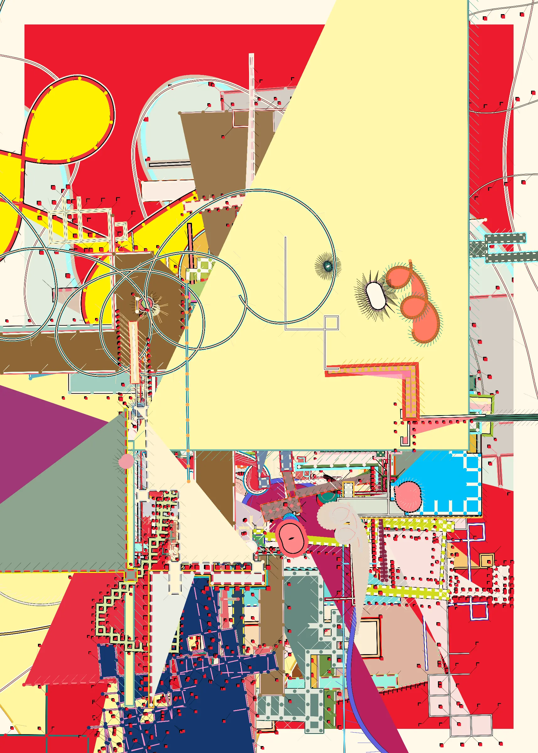 "Caminos" es la relación del trabajo de artista con el uso de colores y geometría a través de los los patrones, situaciones, personas y objetos en los mercados, las calles, los edificios, los colores y demás elementos que consituyen la ciudad. Esta obra es un tributo a esa cultura, similar a una ciudad que se va creando mediante capas, dando como resultado un caos formado a partir del color, de diversas geometrías y más elementos que van cambiando a través del tiempo.

La composicición final de este proyecto es conformada por 5 capas que van creandose con el paso de los segundos dentro de la obra. Con las teclas 1 - 5 puedes interactuar con cada capa que va generando la composición final dando la posibilidad al usuario de tener 5 piezas dentro de una obra, pero sobre todo generar una experiencia que le permita tomarse el tiempo necesario para explorar, encontrar, disfrutar distintos patrones y elementos dentro de cada capa y dentro de la composición final. Asi como explorar la ciudad, sus distintos espacios, situaciones y cambios con el paso de los años.