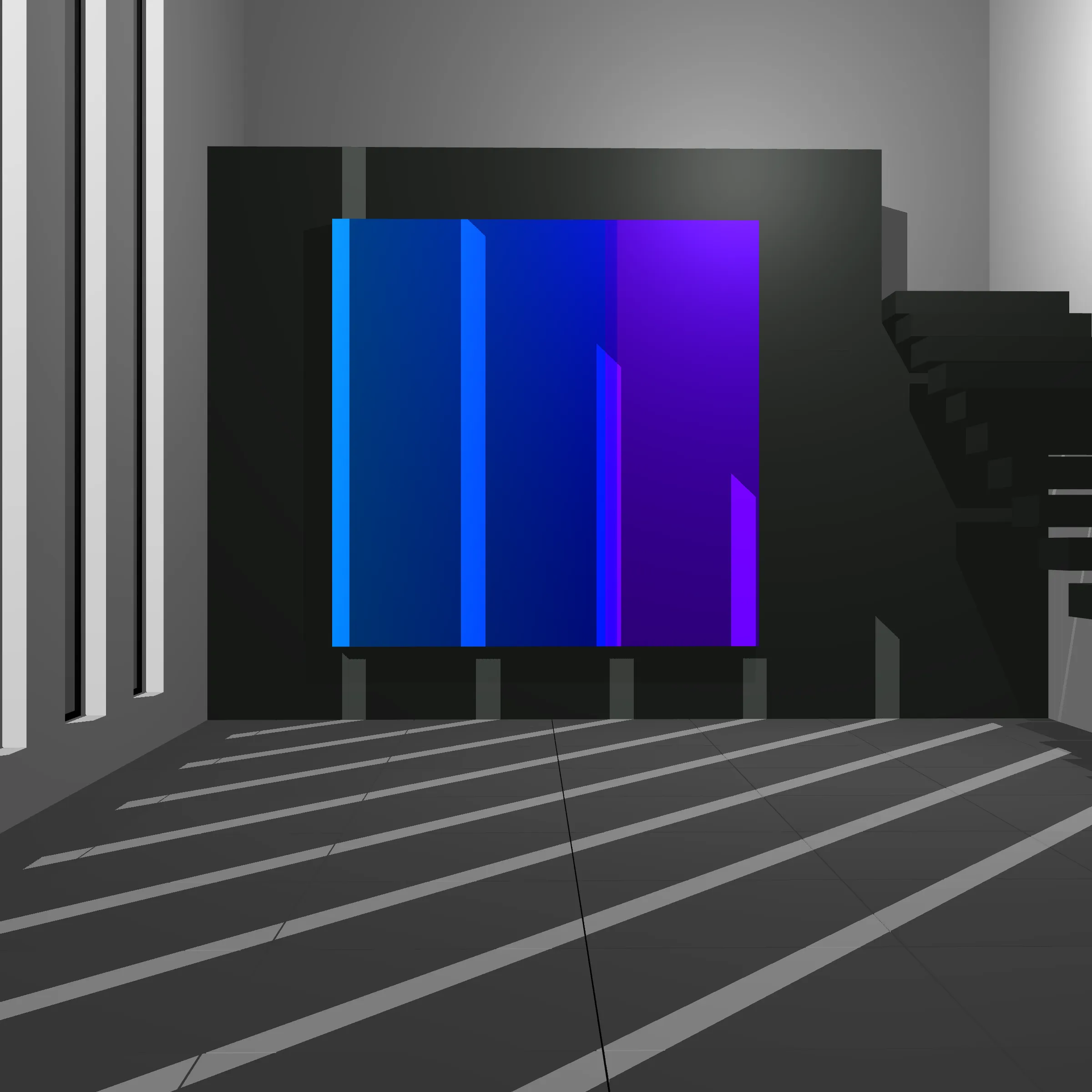 100 Untitled Spaces is an exploration of color and space juxtaposing a simple artwork within a minimalist architectural setting. 
 
Both Art and Architecture together can be powerful. By engaging with both one can develop a  meditative space where nearly infinite “moments” can be revealed as one moves around the virtual room. Further enhanced by shadows, this work is in part a reflection of time spent watching shadows cast across artwork on my  walls.
 
Drawing inspiration from Johannes Itten, Robert Irwin, and Luis Barragán, I worked with my Architect wife Mara to capture various moments inside of an algorithmically generated space. The result is an algorithm inside an algorithm, both generating the central artwork that represents my love and respect for color and the surrounding space as well as an optimal setting to experience that artwork. 
 
In each of these 100 spaces, the viewer is presented with a generated composition to experience a simple canvas inside of a minimalist space. Each is unique, yet informed by the rest of the set. 
 
The opportunity to collaborate with Mara has provided aesthetic boundaries for these spaces as I parametrized the configuration of a simple adobe style room with various options for stair types, penetrations, flooring, camera position, and shadows. Everything from the tile on the floor, the Marfa and Mexico City inspired architecture, to the colors and minimalistic environment represents who I am, and the spaces that Mara and I have created in our imaginations, as well as in real life.