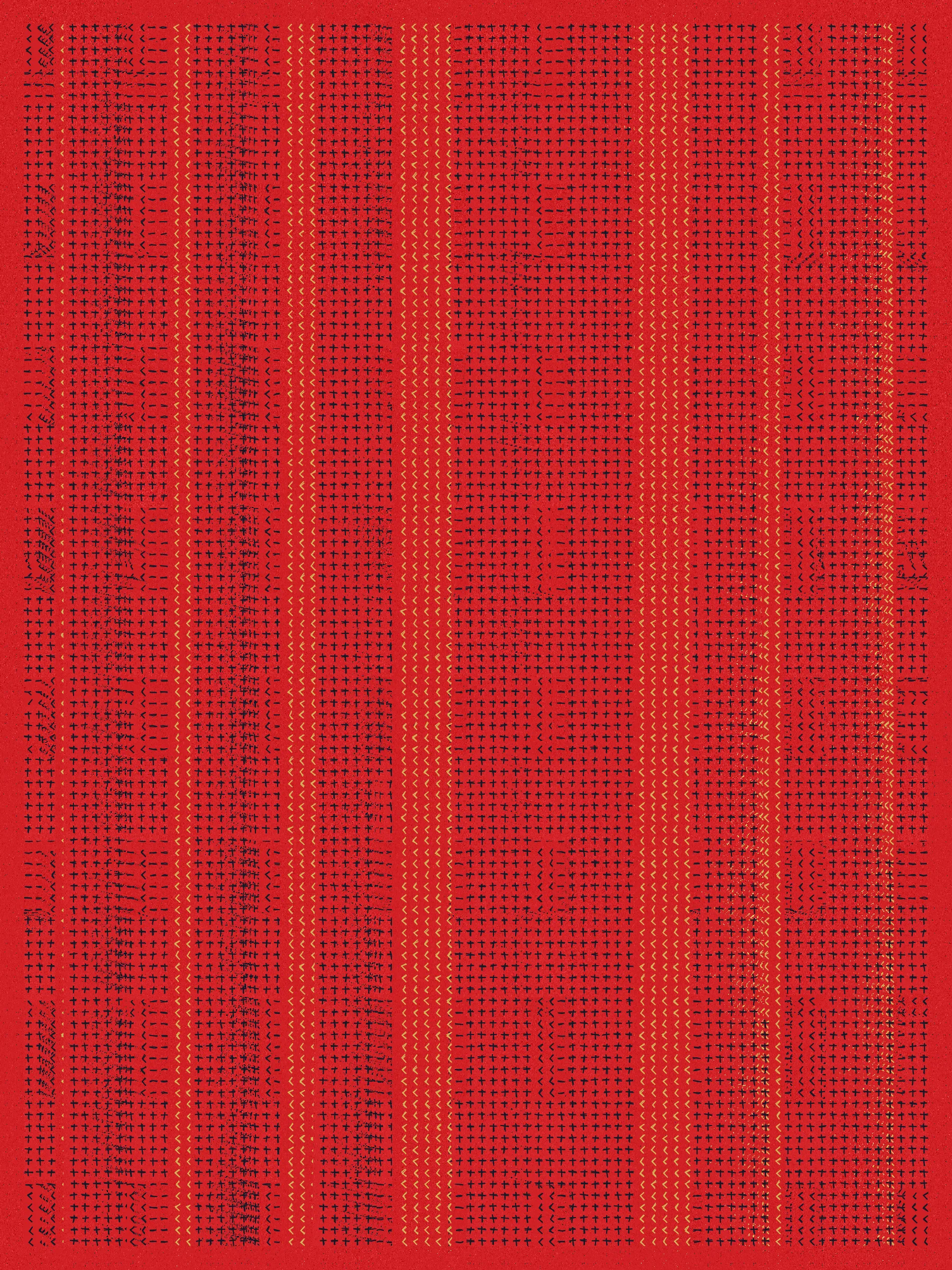 Built on a foundation of thousands of physical renditions of common computer symbols, Encore embraces repetition -- in the physical creation of the foundational symbols, in the process of overwriting as each new layer is applied, and as a way to focus on the true unbiased state of each work.

The outputs of Encore are meant to translate the physical process of making these marks into a fully digital form, embracing digital methods to replicate a physical process while maintaining a computer-art aesthetic.