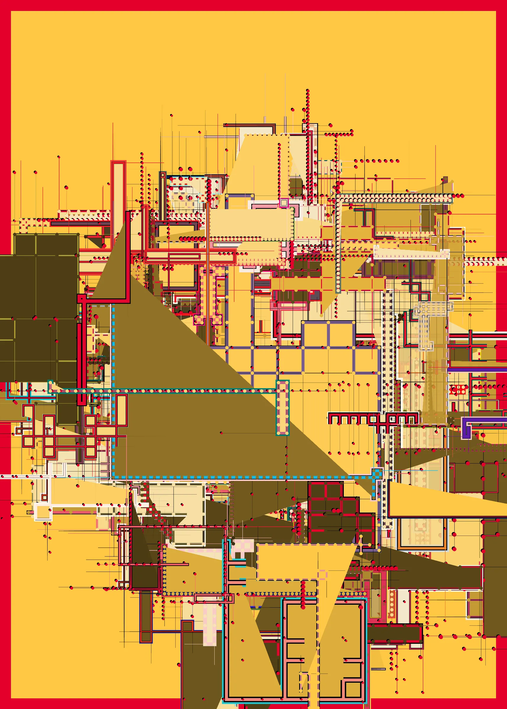 "Caminos" es la relación del trabajo de artista con el uso de colores y geometría a través de los los patrones, situaciones, personas y objetos en los mercados, las calles, los edificios, los colores y demás elementos que consituyen la ciudad. Esta obra es un tributo a esa cultura, similar a una ciudad que se va creando mediante capas, dando como resultado un caos formado a partir del color, de diversas geometrías y más elementos que van cambiando a través del tiempo.

La composicición final de este proyecto es conformada por 5 capas que van creandose con el paso de los segundos dentro de la obra. Con las teclas 1 - 5 puedes interactuar con cada capa que va generando la composición final dando la posibilidad al usuario de tener 5 piezas dentro de una obra, pero sobre todo generar una experiencia que le permita tomarse el tiempo necesario para explorar, encontrar, disfrutar distintos patrones y elementos dentro de cada capa y dentro de la composición final. Asi como explorar la ciudad, sus distintos espacios, situaciones y cambios con el paso de los años.