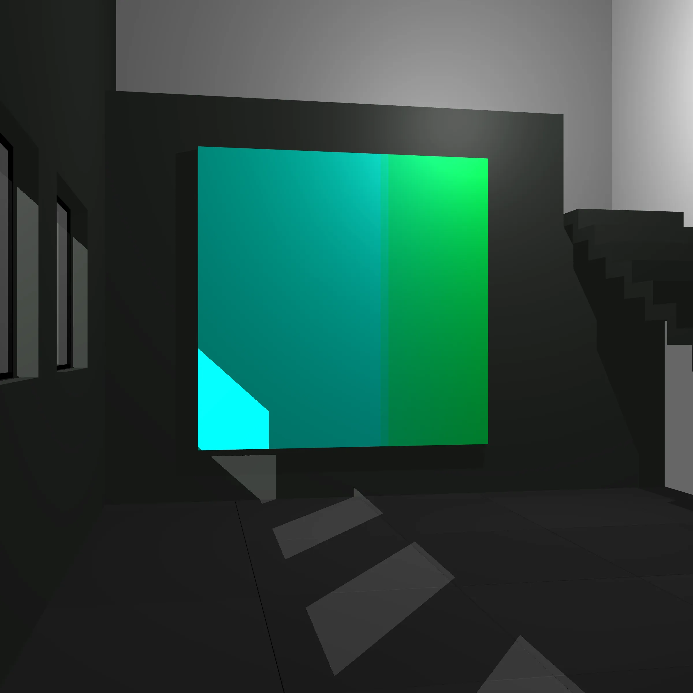 100 Untitled Spaces is an exploration of color and space juxtaposing a simple artwork within a minimalist architectural setting. 
 
Both Art and Architecture together can be powerful. By engaging with both one can develop a  meditative space where nearly infinite “moments” can be revealed as one moves around the virtual room. Further enhanced by shadows, this work is in part a reflection of time spent watching shadows cast across artwork on my  walls.
 
Drawing inspiration from Johannes Itten, Robert Irwin, and Luis Barragán, I worked with my Architect wife Mara to capture various moments inside of an algorithmically generated space. The result is an algorithm inside an algorithm, both generating the central artwork that represents my love and respect for color and the surrounding space as well as an optimal setting to experience that artwork. 
 
In each of these 100 spaces, the viewer is presented with a generated composition to experience a simple canvas inside of a minimalist space. Each is unique, yet informed by the rest of the set. 
 
The opportunity to collaborate with Mara has provided aesthetic boundaries for these spaces as I parametrized the configuration of a simple adobe style room with various options for stair types, penetrations, flooring, camera position, and shadows. Everything from the tile on the floor, the Marfa and Mexico City inspired architecture, to the colors and minimalistic environment represents who I am, and the spaces that Mara and I have created in our imaginations, as well as in real life.