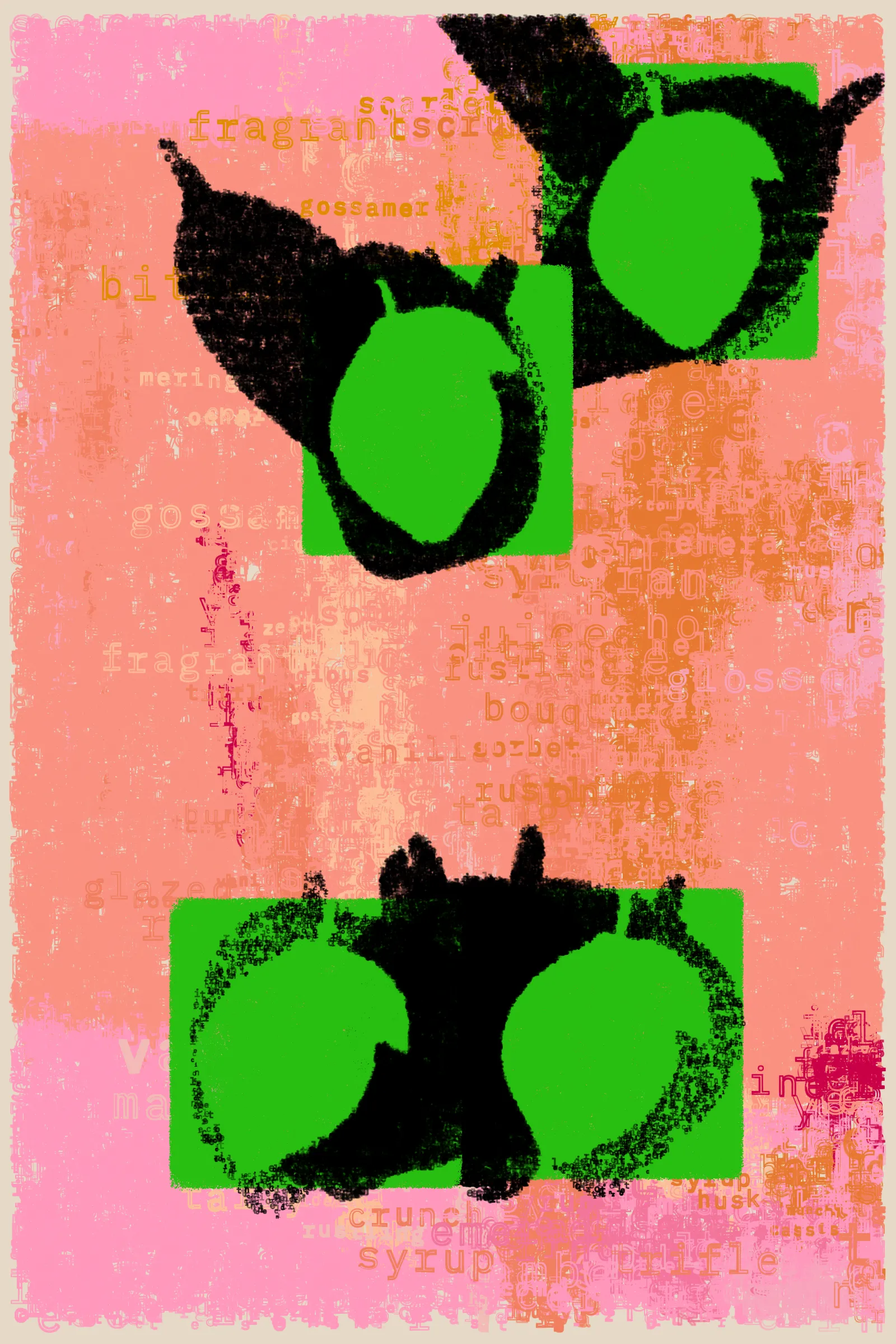 Tangible Pixels: Symbolic Fruit

We often think of digital art as this ethereal thing, 

code and pixels floating around 

with no grounding in the real world. 

But the more I work with this medium, 

the more I find a surprising tangibility in my pixels

and in the act of coding itself.
