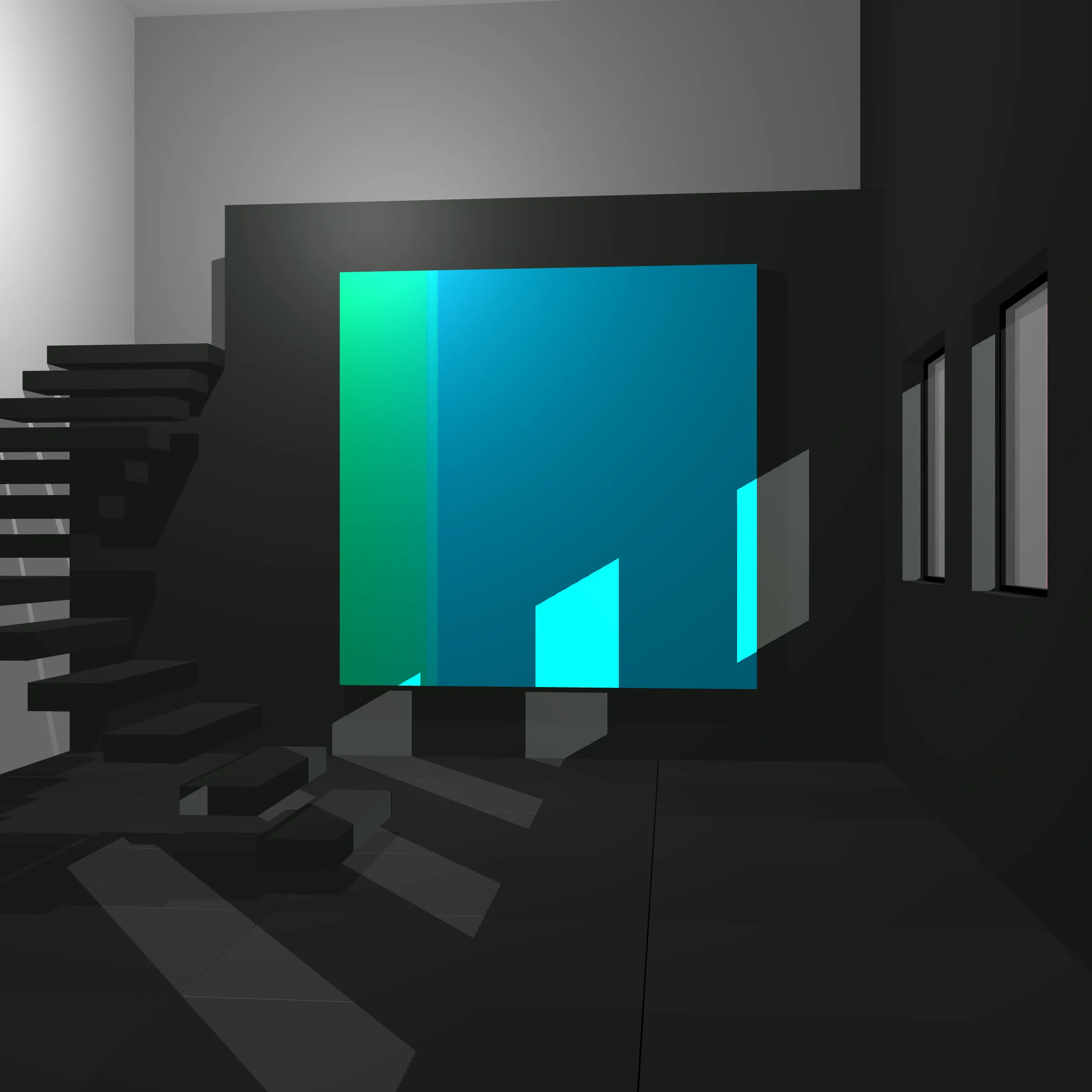 100 Untitled Spaces is an exploration of color and space juxtaposing a simple artwork within a minimalist architectural setting. 
 
Both Art and Architecture together can be powerful. By engaging with both one can develop a  meditative space where nearly infinite “moments” can be revealed as one moves around the virtual room. Further enhanced by shadows, this work is in part a reflection of time spent watching shadows cast across artwork on my  walls.
 
Drawing inspiration from Johannes Itten, Robert Irwin, and Luis Barragán, I worked with my Architect wife Mara to capture various moments inside of an algorithmically generated space. The result is an algorithm inside an algorithm, both generating the central artwork that represents my love and respect for color and the surrounding space as well as an optimal setting to experience that artwork. 
 
In each of these 100 spaces, the viewer is presented with a generated composition to experience a simple canvas inside of a minimalist space. Each is unique, yet informed by the rest of the set. 
 
The opportunity to collaborate with Mara has provided aesthetic boundaries for these spaces as I parametrized the configuration of a simple adobe style room with various options for stair types, penetrations, flooring, camera position, and shadows. Everything from the tile on the floor, the Marfa and Mexico City inspired architecture, to the colors and minimalistic environment represents who I am, and the spaces that Mara and I have created in our imaginations, as well as in real life.