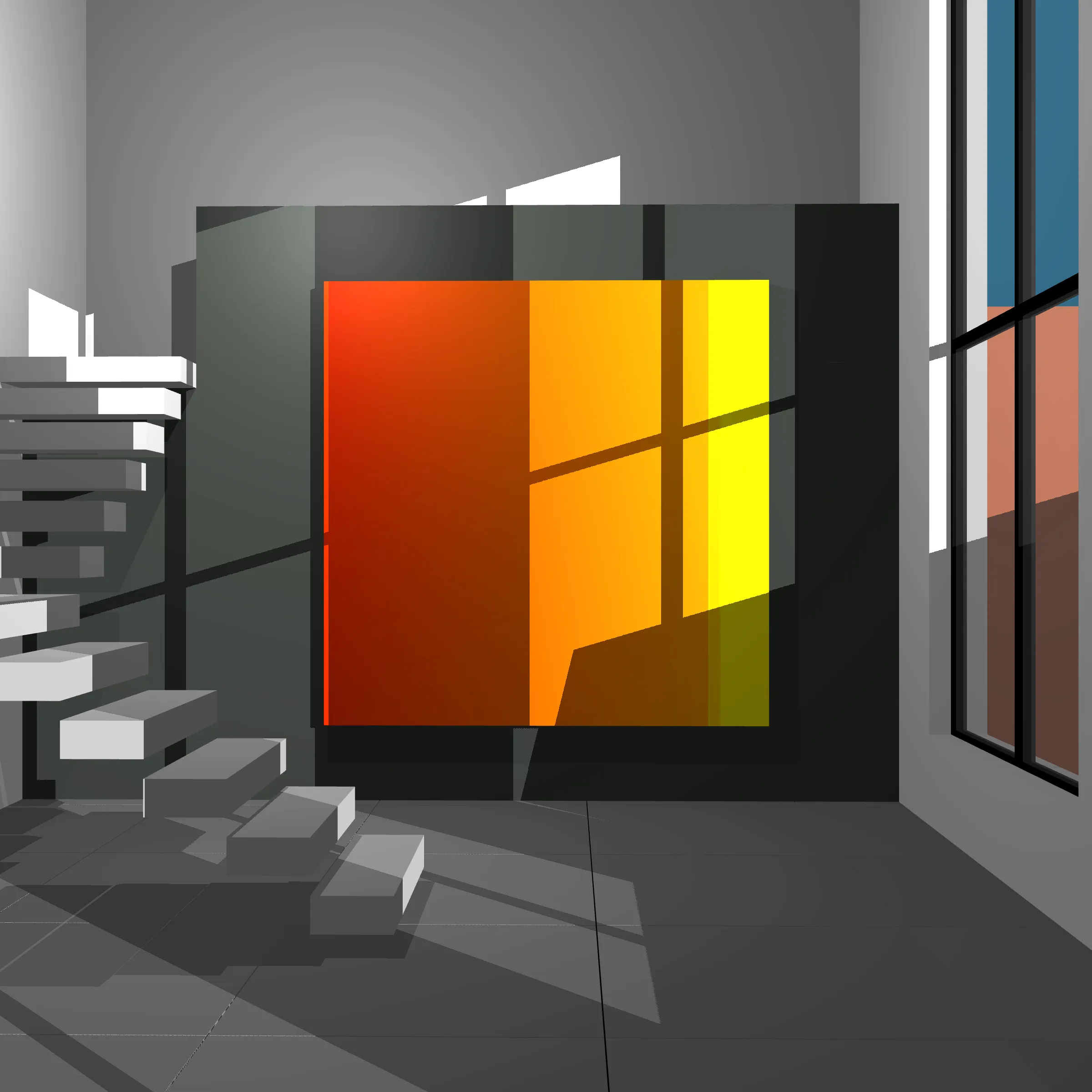 100 Untitled Spaces is an exploration of color and space juxtaposing a simple artwork within a minimalist architectural setting. 
 
Both Art and Architecture together can be powerful. By engaging with both one can develop a  meditative space where nearly infinite “moments” can be revealed as one moves around the virtual room. Further enhanced by shadows, this work is in part a reflection of time spent watching shadows cast across artwork on my  walls.
 
Drawing inspiration from Johannes Itten, Robert Irwin, and Luis Barragán, I worked with my Architect wife Mara to capture various moments inside of an algorithmically generated space. The result is an algorithm inside an algorithm, both generating the central artwork that represents my love and respect for color and the surrounding space as well as an optimal setting to experience that artwork. 
 
In each of these 100 spaces, the viewer is presented with a generated composition to experience a simple canvas inside of a minimalist space. Each is unique, yet informed by the rest of the set. 
 
The opportunity to collaborate with Mara has provided aesthetic boundaries for these spaces as I parametrized the configuration of a simple adobe style room with various options for stair types, penetrations, flooring, camera position, and shadows. Everything from the tile on the floor, the Marfa and Mexico City inspired architecture, to the colors and minimalistic environment represents who I am, and the spaces that Mara and I have created in our imaginations, as well as in real life.