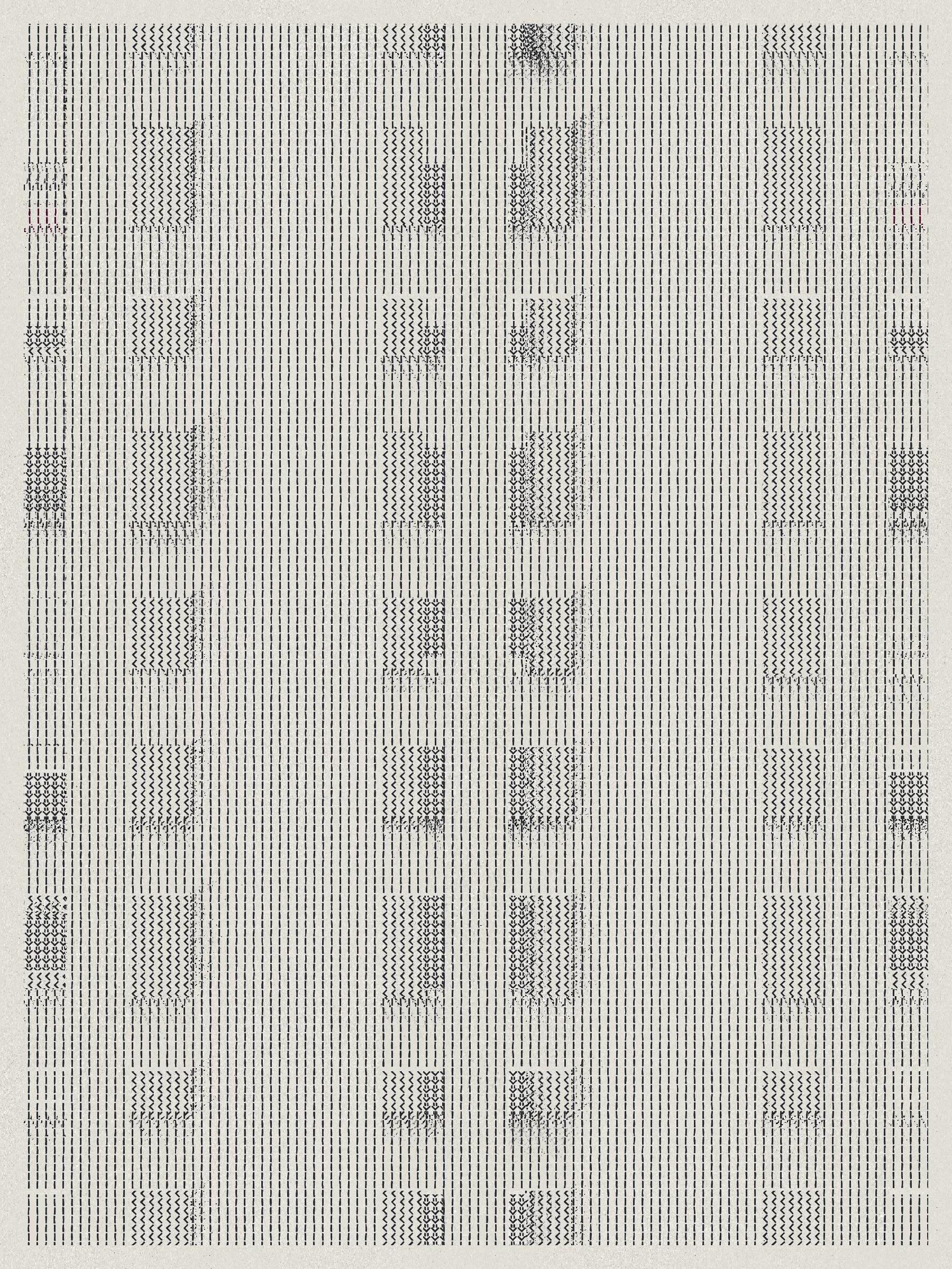 Built on a foundation of thousands of physical renditions of common computer symbols, Encore embraces repetition -- in the physical creation of the foundational symbols, in the process of overwriting as each new layer is applied, and as a way to focus on the true unbiased state of each work.

The outputs of Encore are meant to translate the physical process of making these marks into a fully digital form, embracing digital methods to replicate a physical process while maintaining a computer-art aesthetic.