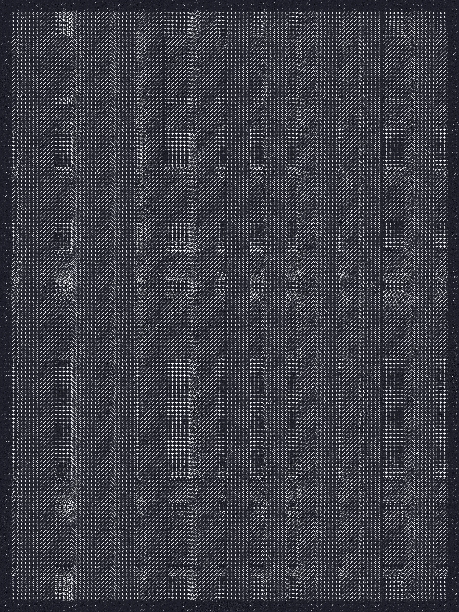 Built on a foundation of thousands of physical renditions of common computer symbols, Encore embraces repetition -- in the physical creation of the foundational symbols, in the process of overwriting as each new layer is applied, and as a way to focus on the true unbiased state of each work.

The outputs of Encore are meant to translate the physical process of making these marks into a fully digital form, embracing digital methods to replicate a physical process while maintaining a computer-art aesthetic.