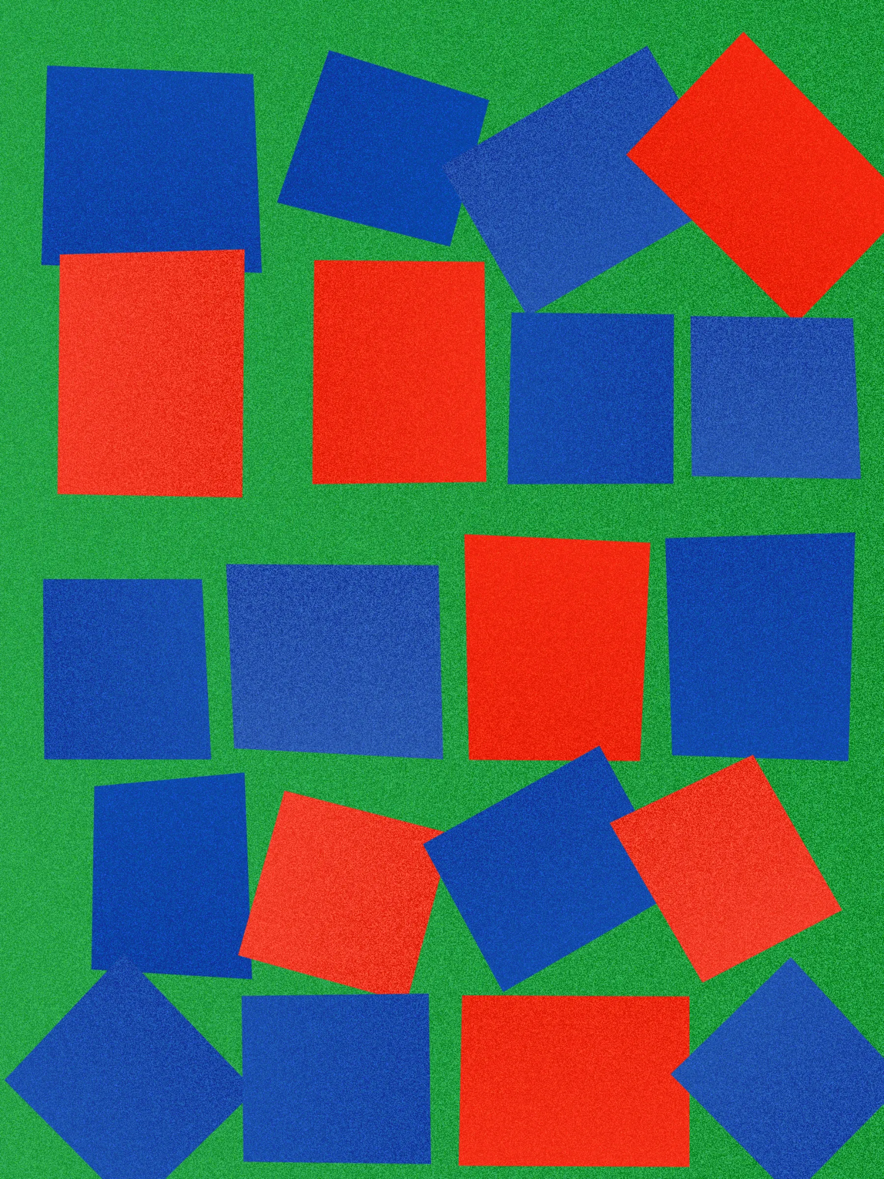 A temporary arrangement of material is exactly as it sounds. Run a set of shapes through an algorithm and the same through human hands. Place them side by side, and in the space between paint, thread, pixel, and code we find that no iteration is final.