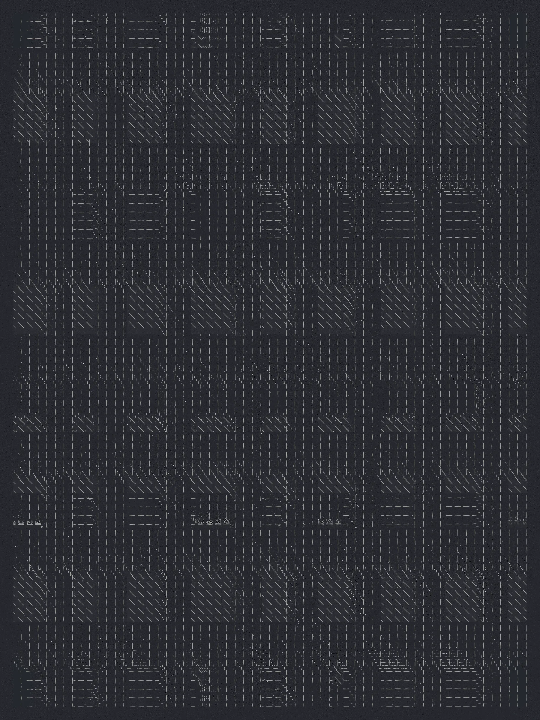 Built on a foundation of thousands of physical renditions of common computer symbols, Encore embraces repetition -- in the physical creation of the foundational symbols, in the process of overwriting as each new layer is applied, and as a way to focus on the true unbiased state of each work.

The outputs of Encore are meant to translate the physical process of making these marks into a fully digital form, embracing digital methods to replicate a physical process while maintaining a computer-art aesthetic.