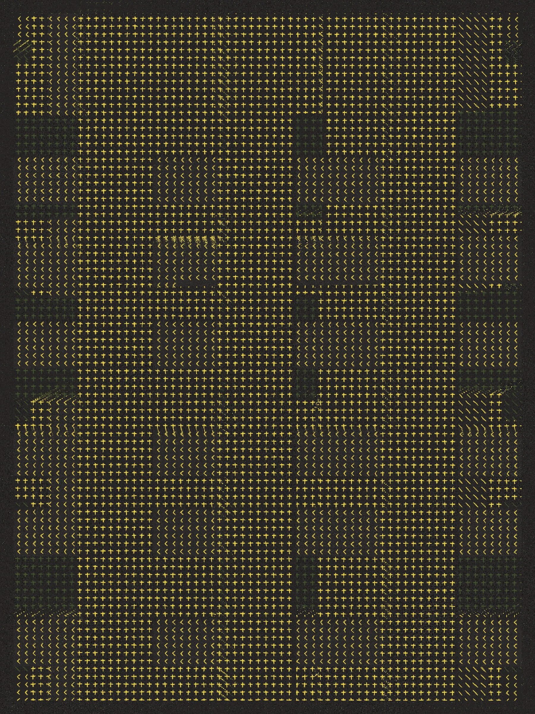 Built on a foundation of thousands of physical renditions of common computer symbols, Encore embraces repetition -- in the physical creation of the foundational symbols, in the process of overwriting as each new layer is applied, and as a way to focus on the true unbiased state of each work.

The outputs of Encore are meant to translate the physical process of making these marks into a fully digital form, embracing digital methods to replicate a physical process while maintaining a computer-art aesthetic.