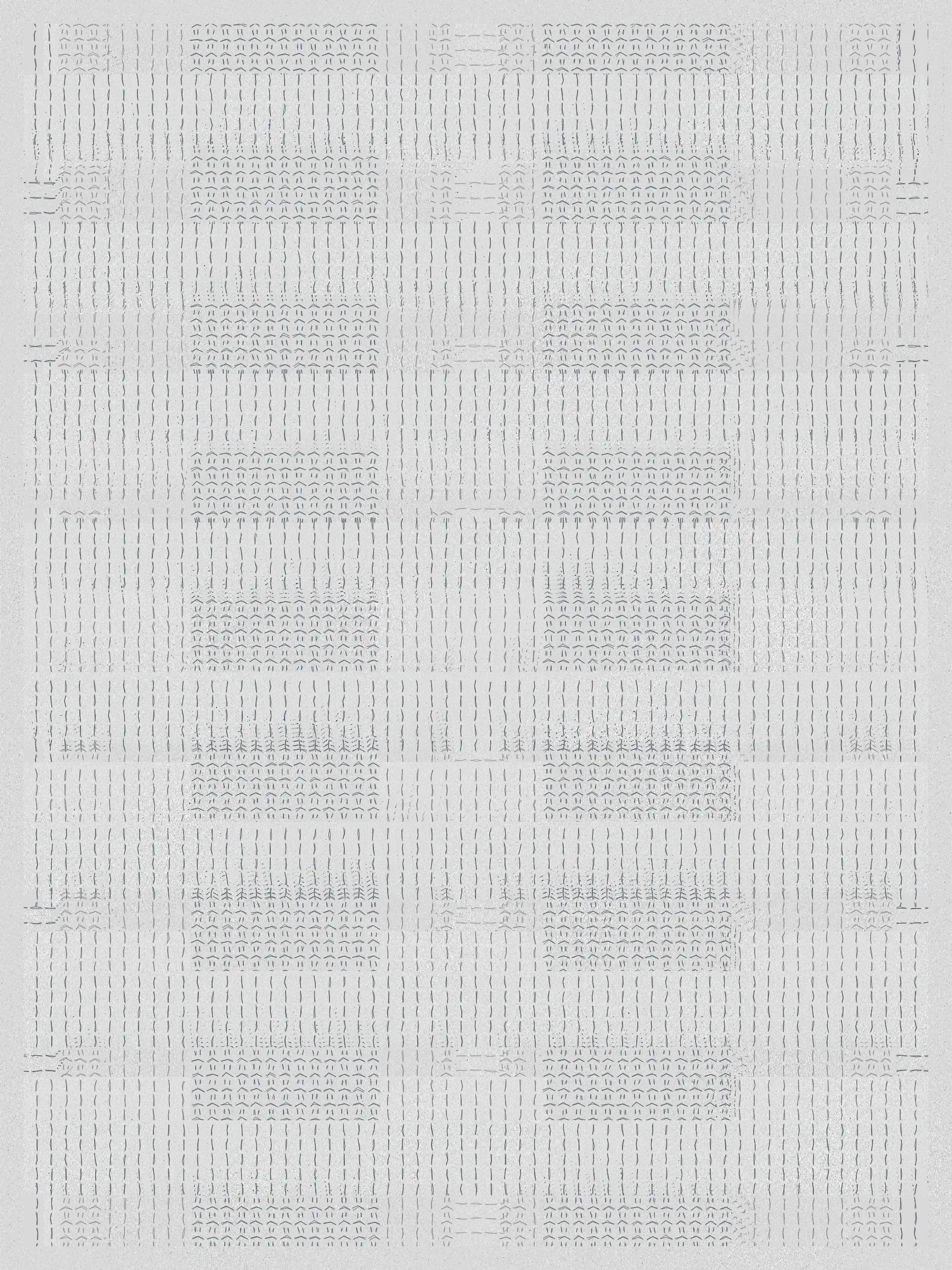 Built on a foundation of thousands of physical renditions of common computer symbols, Encore embraces repetition -- in the physical creation of the foundational symbols, in the process of overwriting as each new layer is applied, and as a way to focus on the true unbiased state of each work.

The outputs of Encore are meant to translate the physical process of making these marks into a fully digital form, embracing digital methods to replicate a physical process while maintaining a computer-art aesthetic.