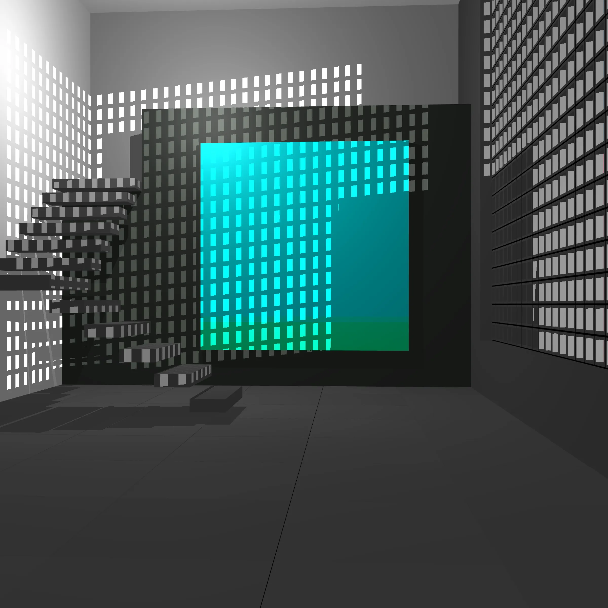100 Untitled Spaces is an exploration of color and space juxtaposing a simple artwork within a minimalist architectural setting. 
 
Both Art and Architecture together can be powerful. By engaging with both one can develop a  meditative space where nearly infinite “moments” can be revealed as one moves around the virtual room. Further enhanced by shadows, this work is in part a reflection of time spent watching shadows cast across artwork on my  walls.
 
Drawing inspiration from Johannes Itten, Robert Irwin, and Luis Barragán, I worked with my Architect wife Mara to capture various moments inside of an algorithmically generated space. The result is an algorithm inside an algorithm, both generating the central artwork that represents my love and respect for color and the surrounding space as well as an optimal setting to experience that artwork. 
 
In each of these 100 spaces, the viewer is presented with a generated composition to experience a simple canvas inside of a minimalist space. Each is unique, yet informed by the rest of the set. 
 
The opportunity to collaborate with Mara has provided aesthetic boundaries for these spaces as I parametrized the configuration of a simple adobe style room with various options for stair types, penetrations, flooring, camera position, and shadows. Everything from the tile on the floor, the Marfa and Mexico City inspired architecture, to the colors and minimalistic environment represents who I am, and the spaces that Mara and I have created in our imaginations, as well as in real life.