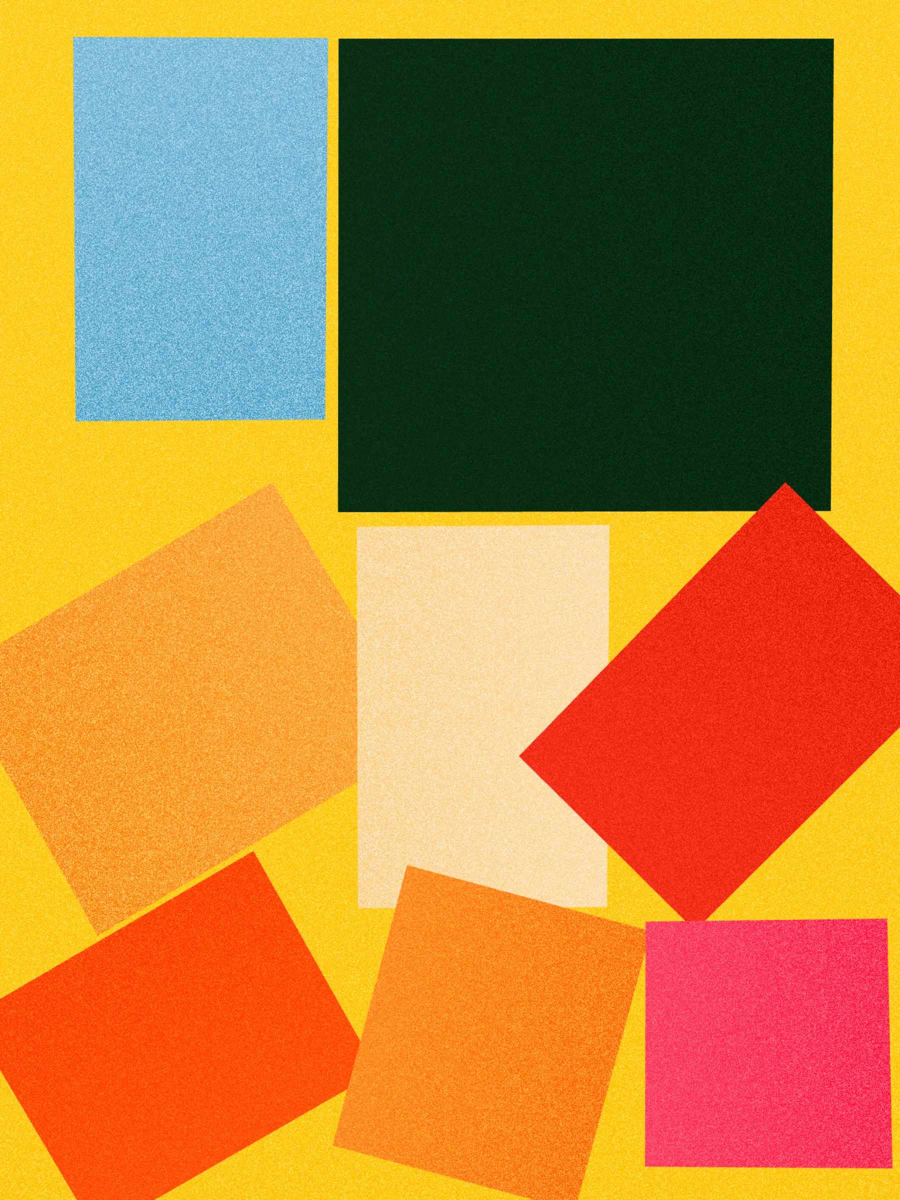 A temporary arrangement of material is exactly as it sounds. Run a set of shapes through an algorithm and the same through human hands. Place them side by side, and in the space between paint, thread, pixel, and code we find that no iteration is final.