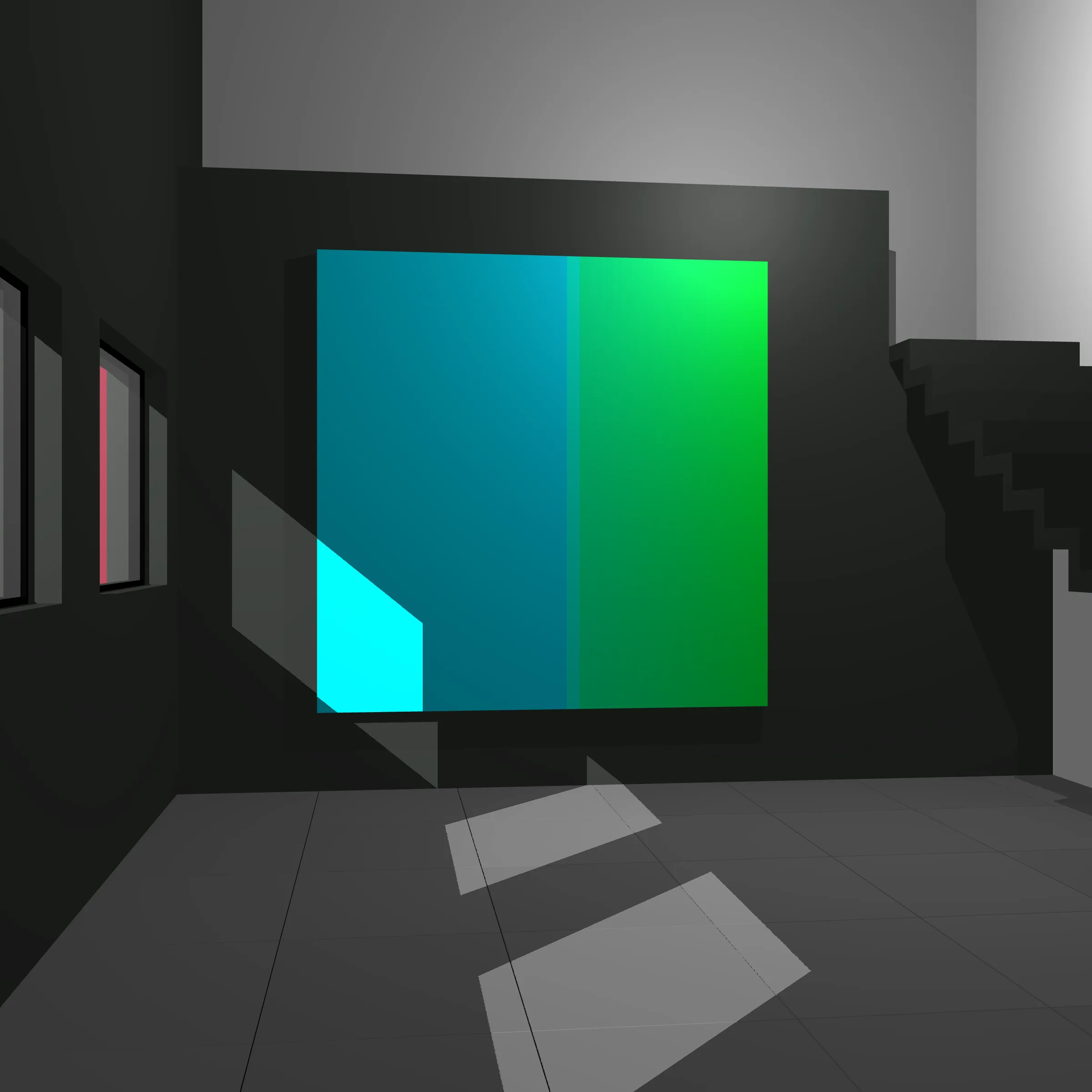 100 Untitled Spaces is an exploration of color and space juxtaposing a simple artwork within a minimalist architectural setting. 
 
Both Art and Architecture together can be powerful. By engaging with both one can develop a  meditative space where nearly infinite “moments” can be revealed as one moves around the virtual room. Further enhanced by shadows, this work is in part a reflection of time spent watching shadows cast across artwork on my  walls.
 
Drawing inspiration from Johannes Itten, Robert Irwin, and Luis Barragán, I worked with my Architect wife Mara to capture various moments inside of an algorithmically generated space. The result is an algorithm inside an algorithm, both generating the central artwork that represents my love and respect for color and the surrounding space as well as an optimal setting to experience that artwork. 
 
In each of these 100 spaces, the viewer is presented with a generated composition to experience a simple canvas inside of a minimalist space. Each is unique, yet informed by the rest of the set. 
 
The opportunity to collaborate with Mara has provided aesthetic boundaries for these spaces as I parametrized the configuration of a simple adobe style room with various options for stair types, penetrations, flooring, camera position, and shadows. Everything from the tile on the floor, the Marfa and Mexico City inspired architecture, to the colors and minimalistic environment represents who I am, and the spaces that Mara and I have created in our imaginations, as well as in real life.