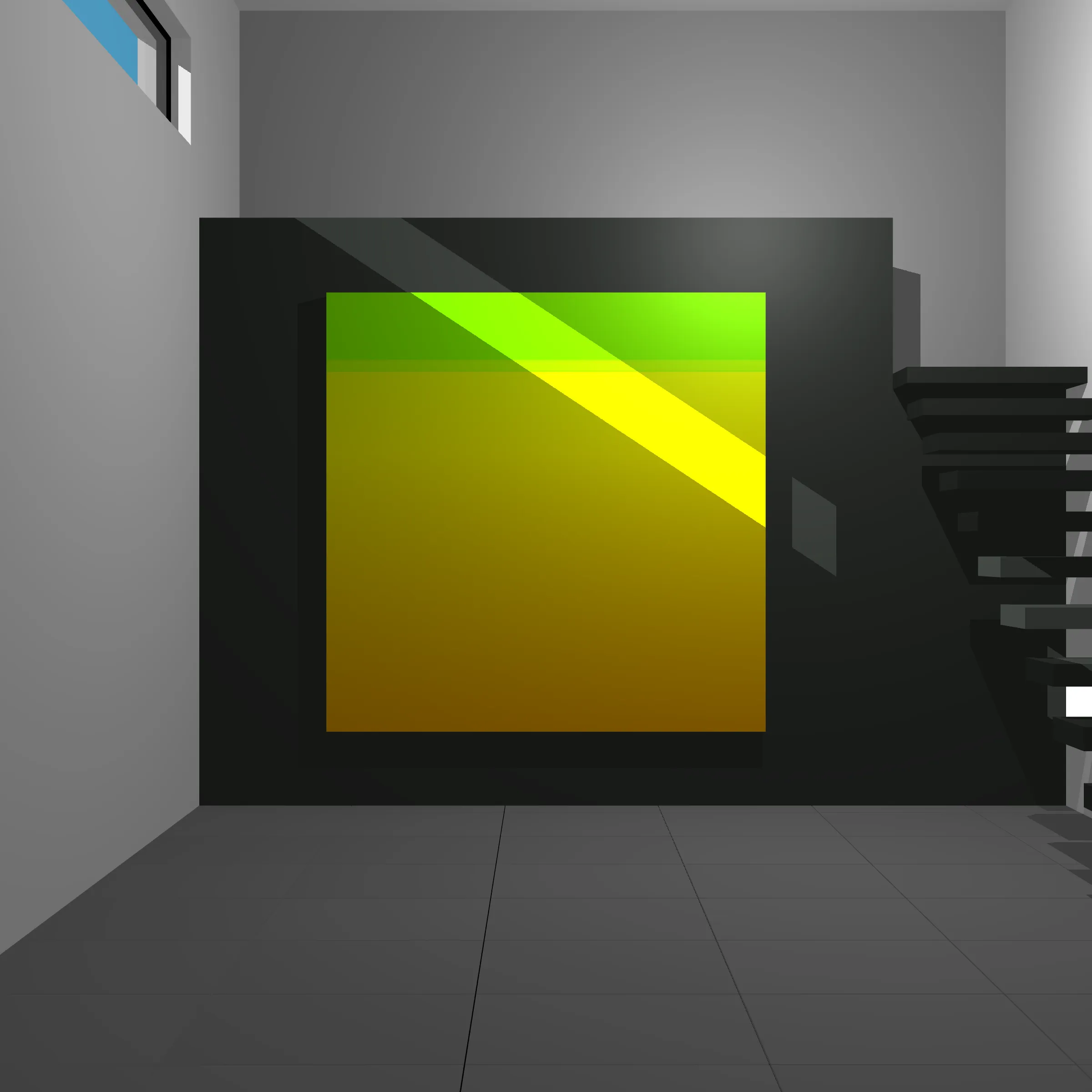 100 Untitled Spaces is an exploration of color and space juxtaposing a simple artwork within a minimalist architectural setting. 
 
Both Art and Architecture together can be powerful. By engaging with both one can develop a  meditative space where nearly infinite “moments” can be revealed as one moves around the virtual room. Further enhanced by shadows, this work is in part a reflection of time spent watching shadows cast across artwork on my  walls.
 
Drawing inspiration from Johannes Itten, Robert Irwin, and Luis Barragán, I worked with my Architect wife Mara to capture various moments inside of an algorithmically generated space. The result is an algorithm inside an algorithm, both generating the central artwork that represents my love and respect for color and the surrounding space as well as an optimal setting to experience that artwork. 
 
In each of these 100 spaces, the viewer is presented with a generated composition to experience a simple canvas inside of a minimalist space. Each is unique, yet informed by the rest of the set. 
 
The opportunity to collaborate with Mara has provided aesthetic boundaries for these spaces as I parametrized the configuration of a simple adobe style room with various options for stair types, penetrations, flooring, camera position, and shadows. Everything from the tile on the floor, the Marfa and Mexico City inspired architecture, to the colors and minimalistic environment represents who I am, and the spaces that Mara and I have created in our imaginations, as well as in real life.