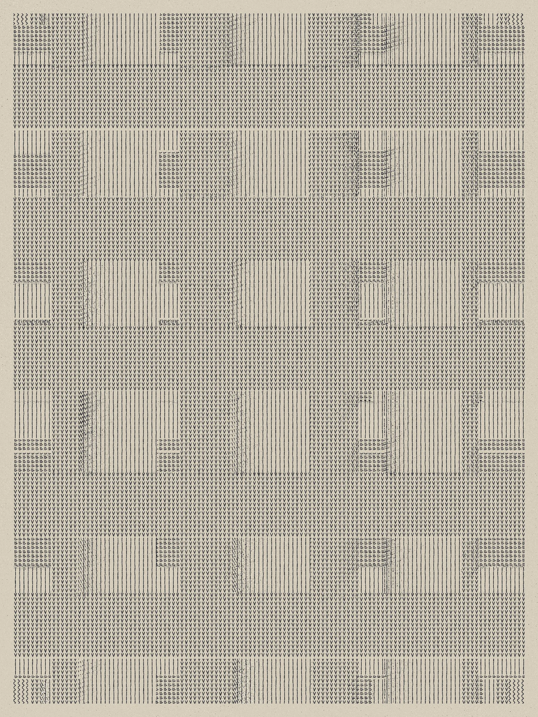 Built on a foundation of thousands of physical renditions of common computer symbols, Encore embraces repetition -- in the physical creation of the foundational symbols, in the process of overwriting as each new layer is applied, and as a way to focus on the true unbiased state of each work.

The outputs of Encore are meant to translate the physical process of making these marks into a fully digital form, embracing digital methods to replicate a physical process while maintaining a computer-art aesthetic.