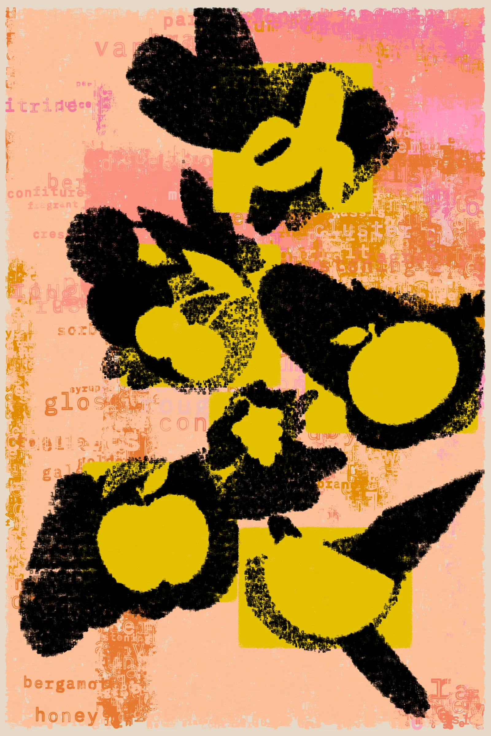 Tangible Pixels: Symbolic Fruit

We often think of digital art as this ethereal thing, 

code and pixels floating around 

with no grounding in the real world. 

But the more I work with this medium, 

the more I find a surprising tangibility in my pixels

and in the act of coding itself.
