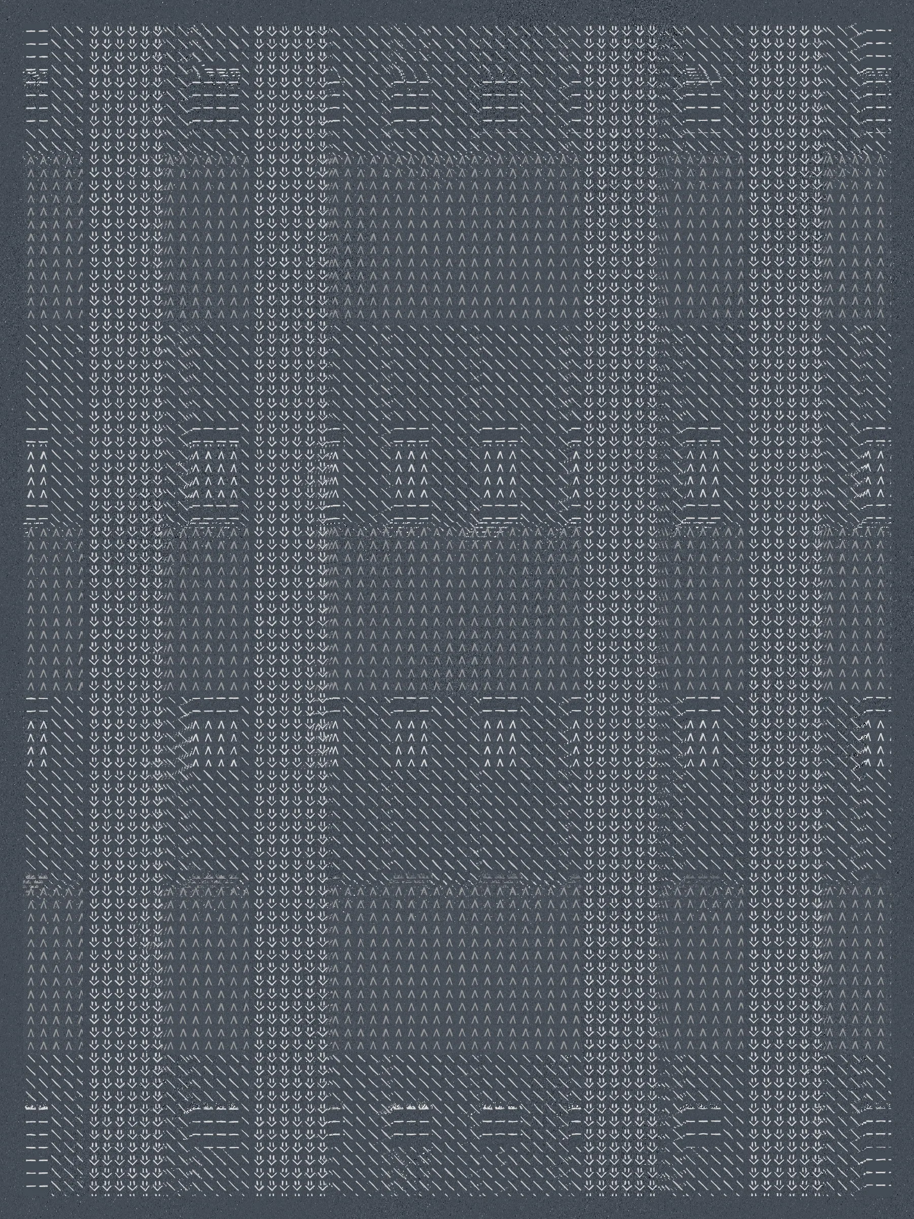 Built on a foundation of thousands of physical renditions of common computer symbols, Encore embraces repetition -- in the physical creation of the foundational symbols, in the process of overwriting as each new layer is applied, and as a way to focus on the true unbiased state of each work.

The outputs of Encore are meant to translate the physical process of making these marks into a fully digital form, embracing digital methods to replicate a physical process while maintaining a computer-art aesthetic.