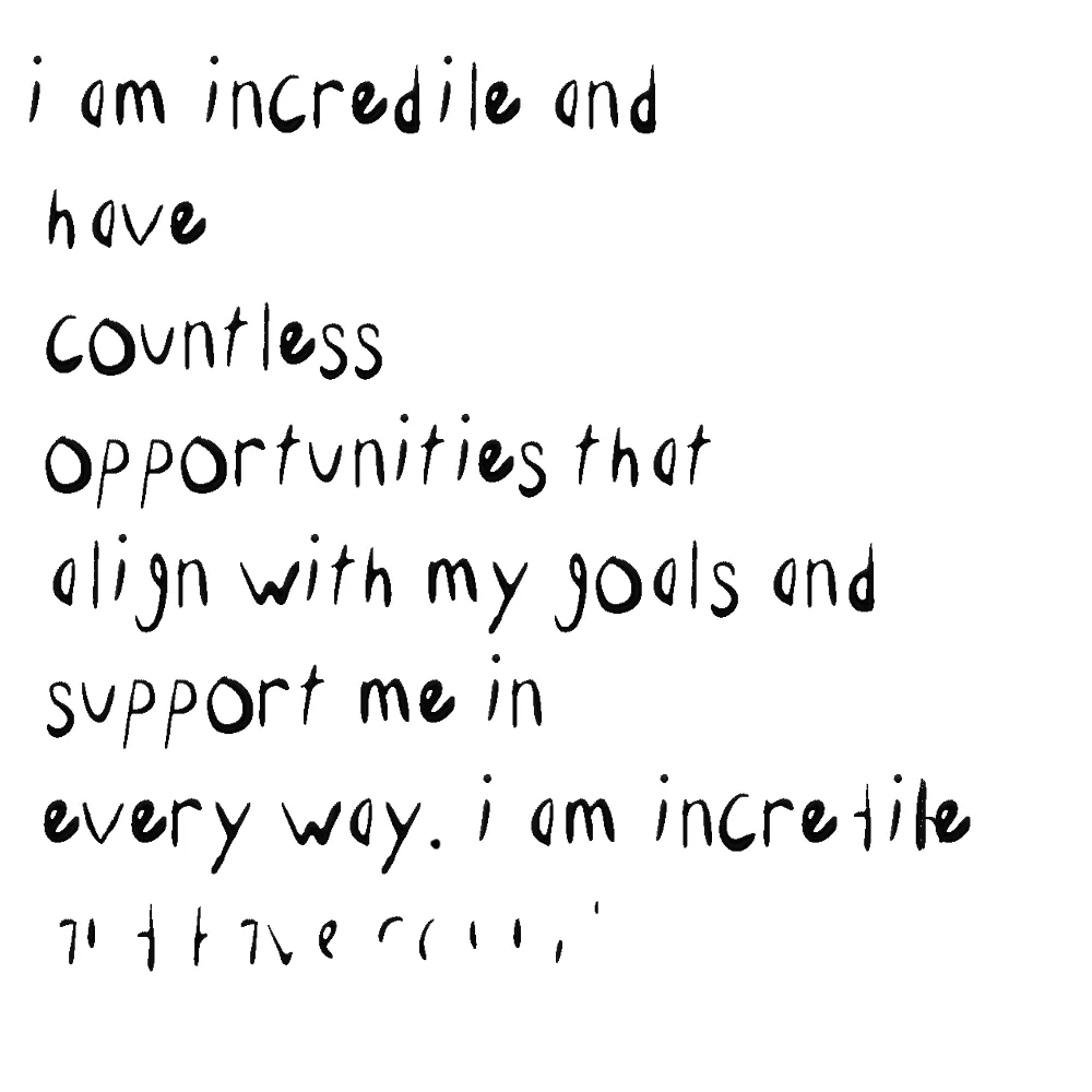 ntent reflected on the past year, lessons learned and truths affirmed, then turned these lessons into affirmations for the coming years, for ourselves and the world. <br><br>fully responsive, generative art collection, using a hand-animated alphabet drawn by jiwa.   #height[0] #width[0]  #gatewayurl[https://arweave.net/5lIzSbZCqjM3JDNqWIMIo-Cjw6XuHshKe6-CMr70mqM]  <br><br> |> The properties for this generative mint are |> token id : 97 | made with love : true | project : affirmations |