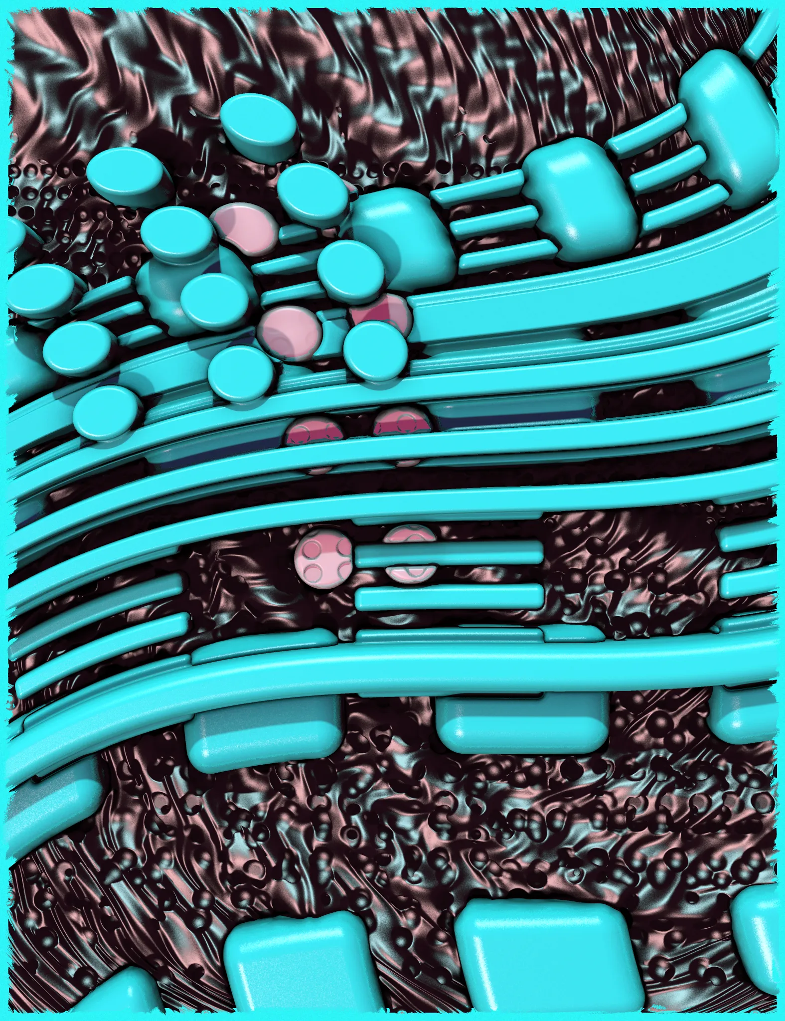 Rad Impressions generates abstract sculptures by imprinting repeated geometric shapes into soft virtual surfaces. The scenes are rendered with a special raymarching system exploring a range of conditions and parameters. The interplay of form and shadow evoke a sense of movement and rhythm, revealing how impressions can change when viewed in different lights.

Live view: https://256art.s3.eu-central-1.amazonaws.com/mainnet/0x0c6bfb01b2dea10bc2344291945a078b7ad7b9fb/html_files/18.html

High res image: https://256art.s3.eu-central-1.amazonaws.com/mainnet/0x0c6bfb01b2dea10bc2344291945a078b7ad7b9fb/max/18.png

https://etherscan.io/address/0x0c6bfb01b2dea10bc2344291945a078b7ad7b9fb#readContract -> getArtFromChain