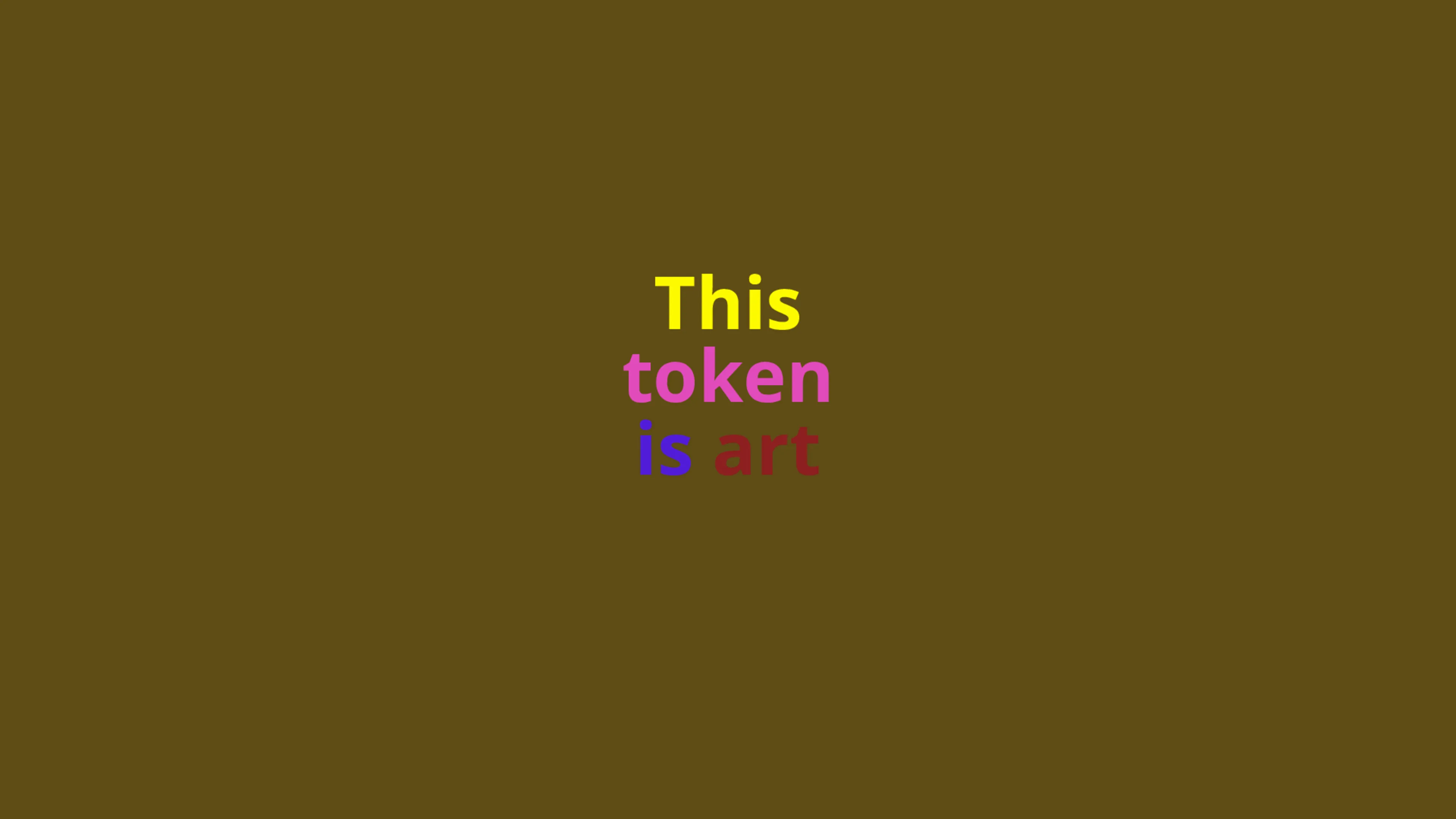 A token that can be nominated as art (or not) by its owner and that displays this state using colours from Democratic Palette (2016). Number 14 in an edition of 16.