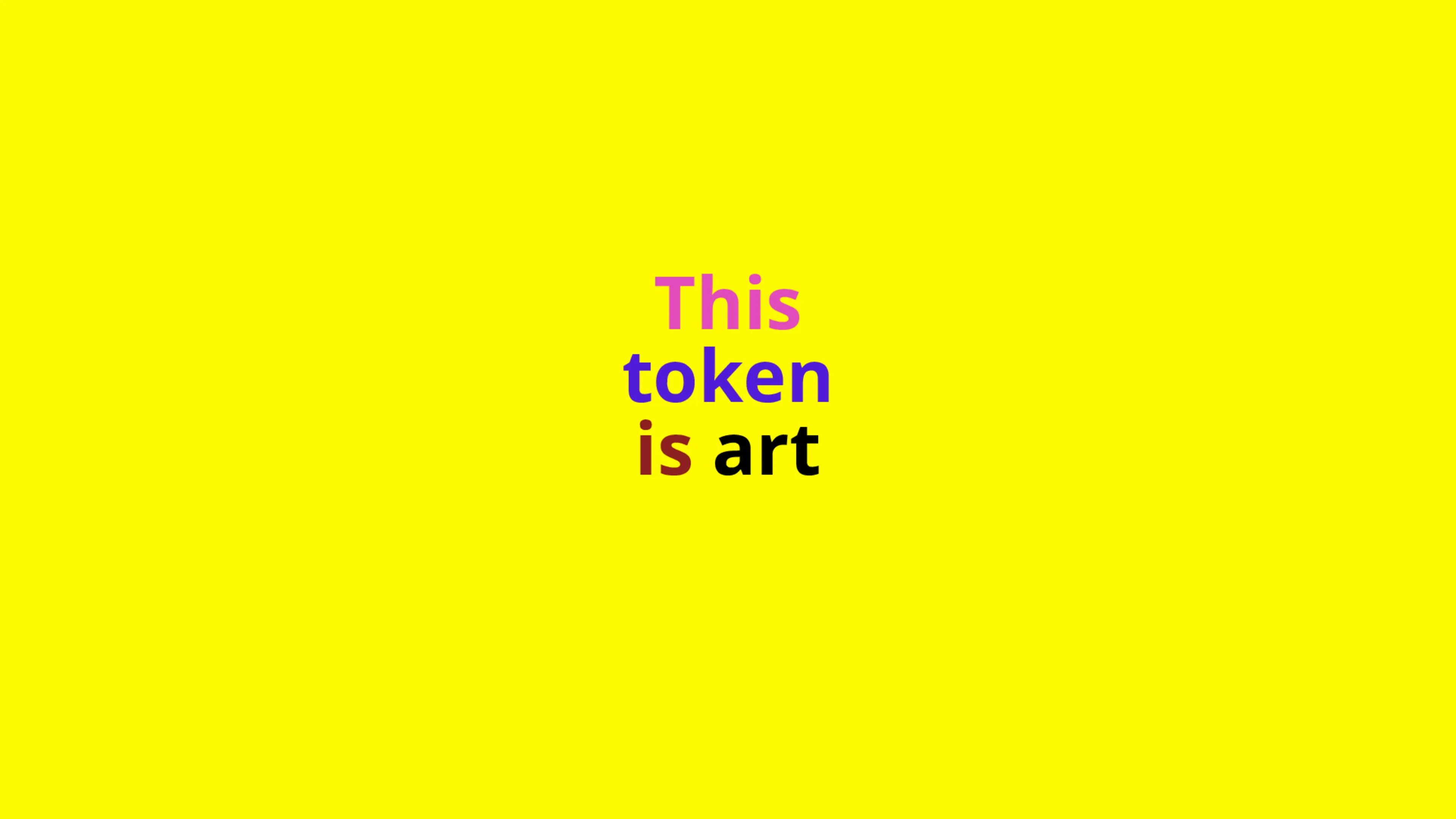 A token that can be nominated as art (or not) by its owner and that displays this state using colours from Democratic Palette (2016). Number 15 in an edition of 16.