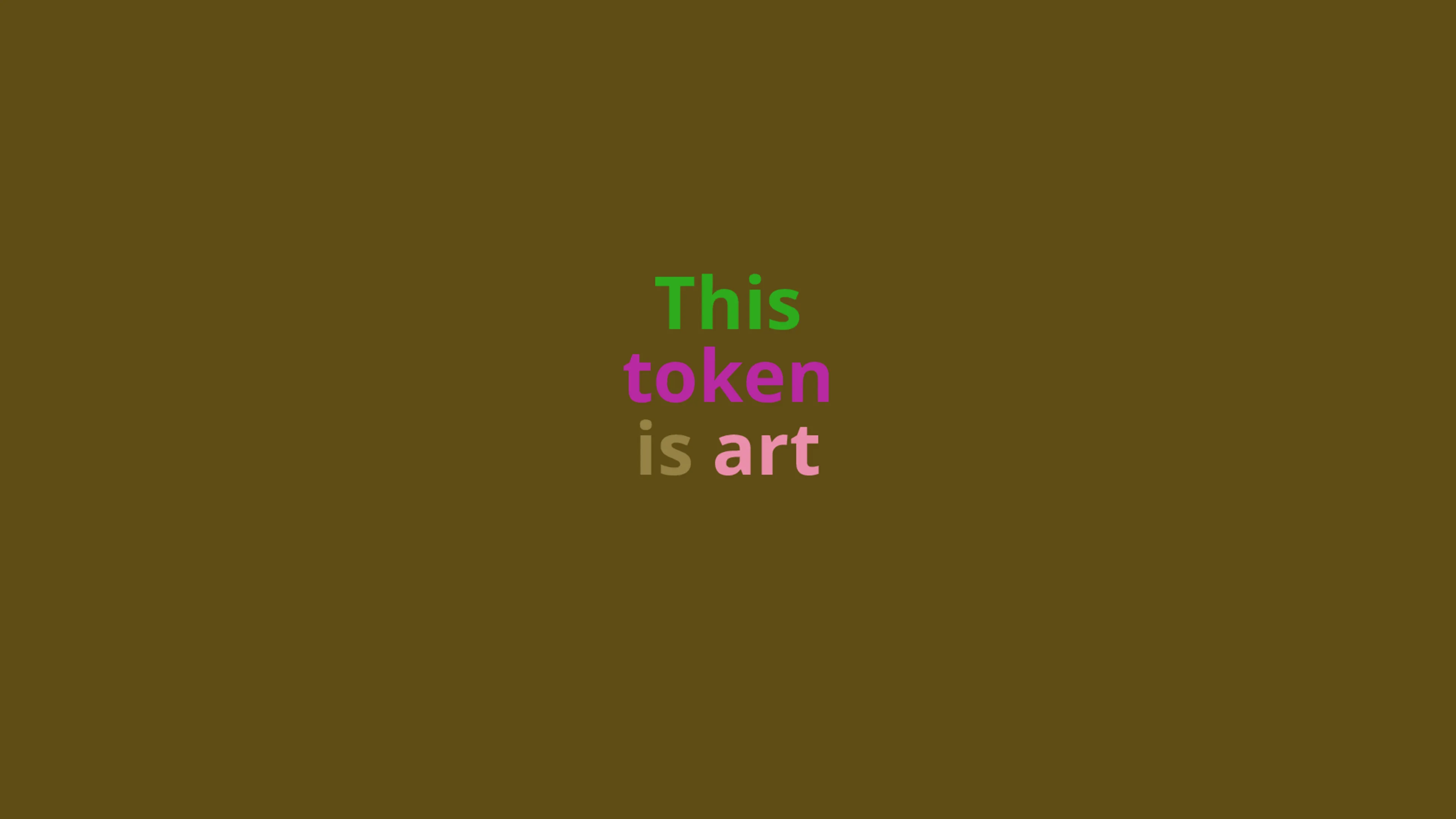 A token that can be nominated as art (or not) by its owner and that displays this state using colours from Democratic Palette (2016). Number 6 in an edition of 16.
