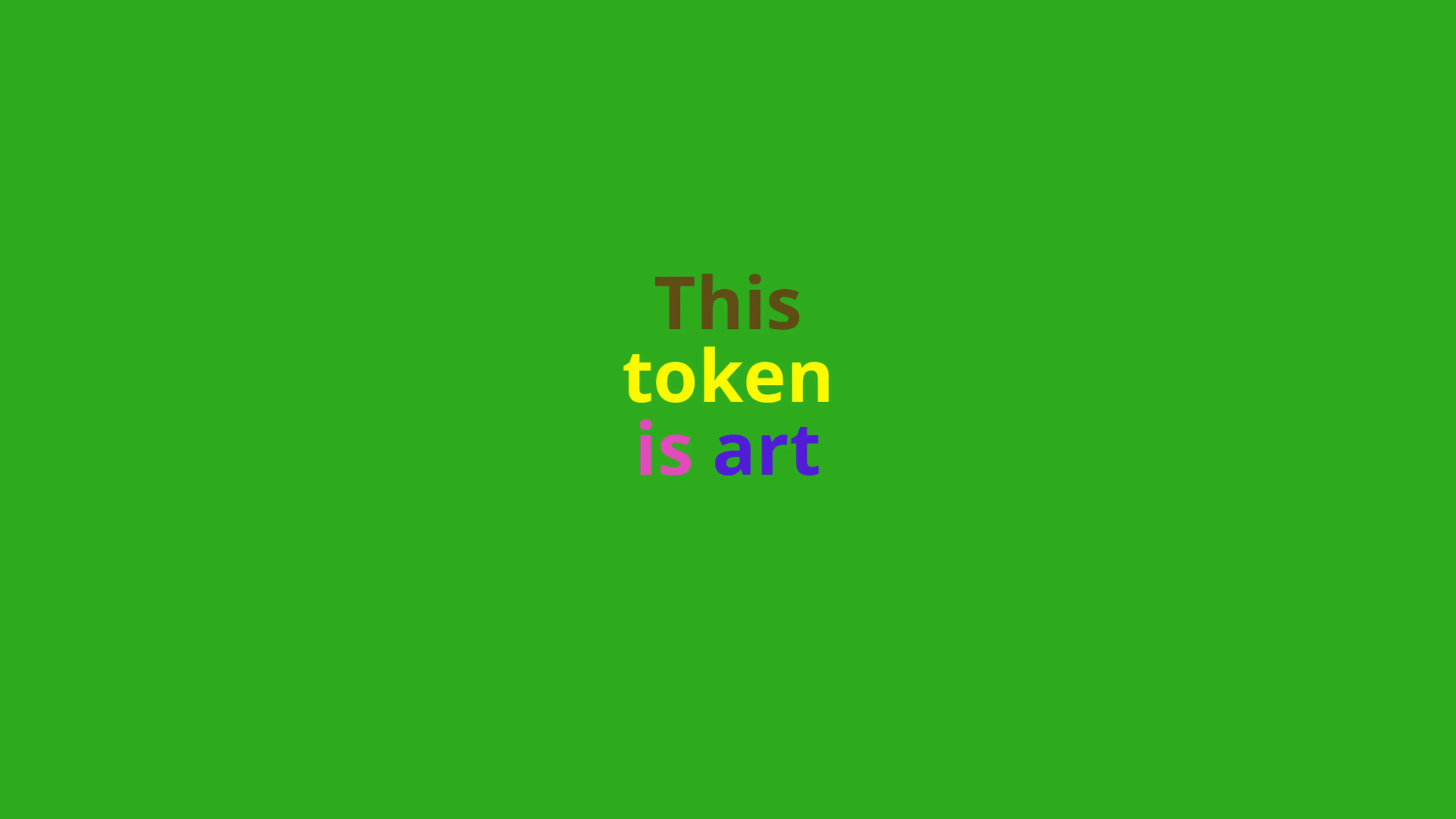 A token that can be nominated as art (or not) by its owner and that displays this state using colours from Democratic Palette (2016). Number 13 in an edition of 16.