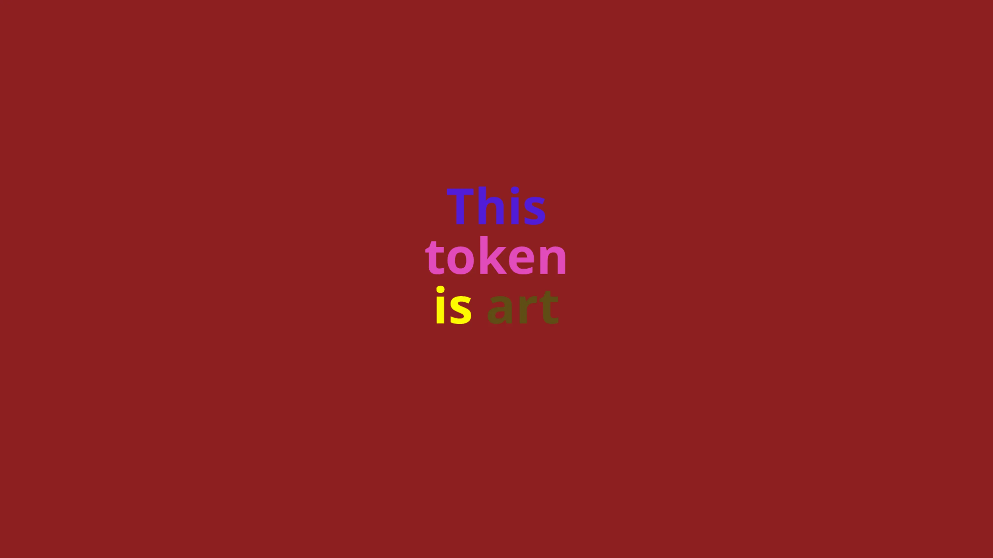 A token that can be nominated as art (or not) by its owner and that displays this state using colours from Democratic Palette (2016). Number 2 in an edition of 16.