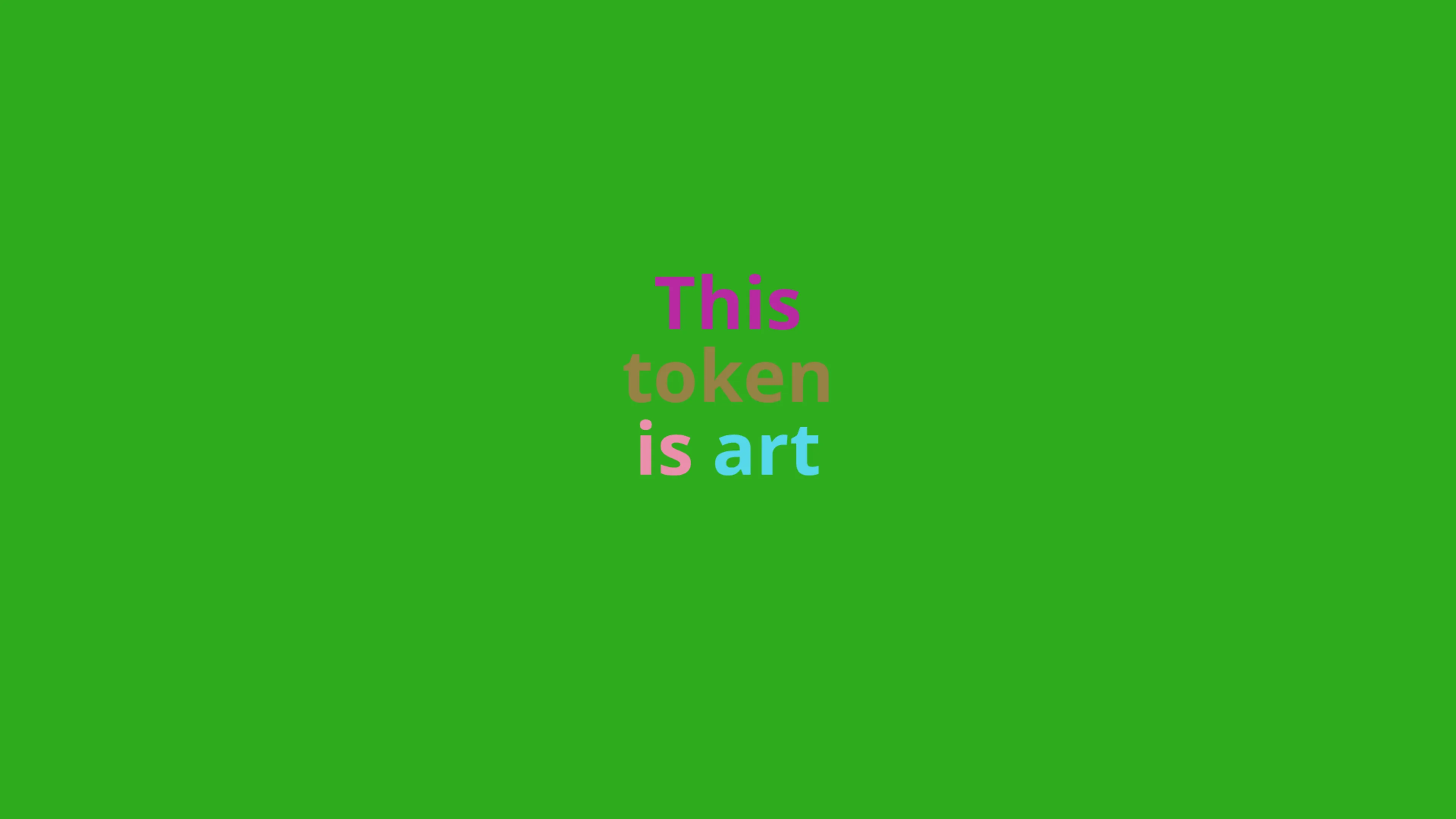 A token that can be nominated as art (or not) by its owner and that displays this state using colours from Democratic Palette (2016). Number 7 in an edition of 16.