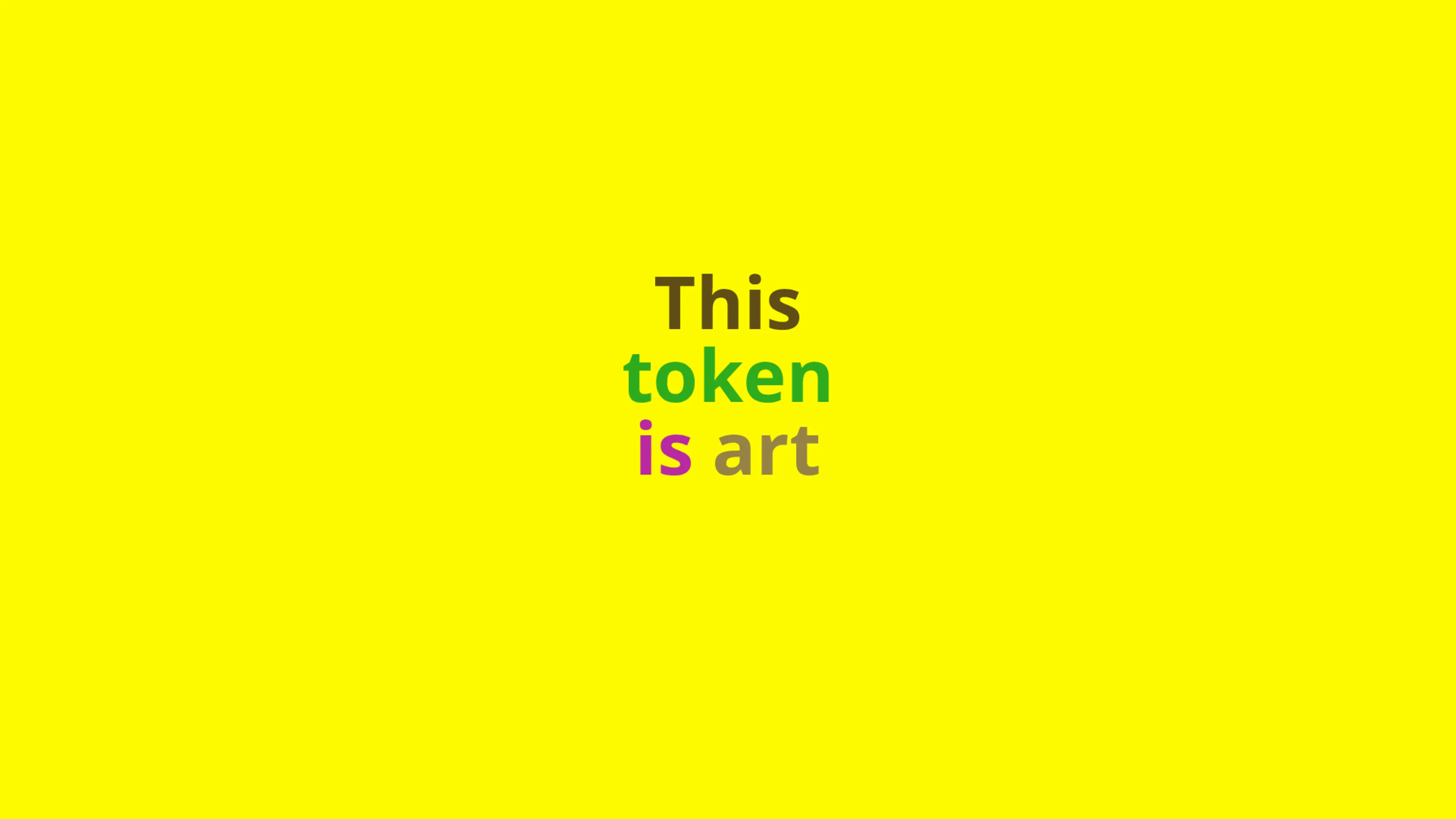 A token that can be nominated as art (or not) by its owner and that displays this state using colours from Democratic Palette (2016). Number 5 in an edition of 16.