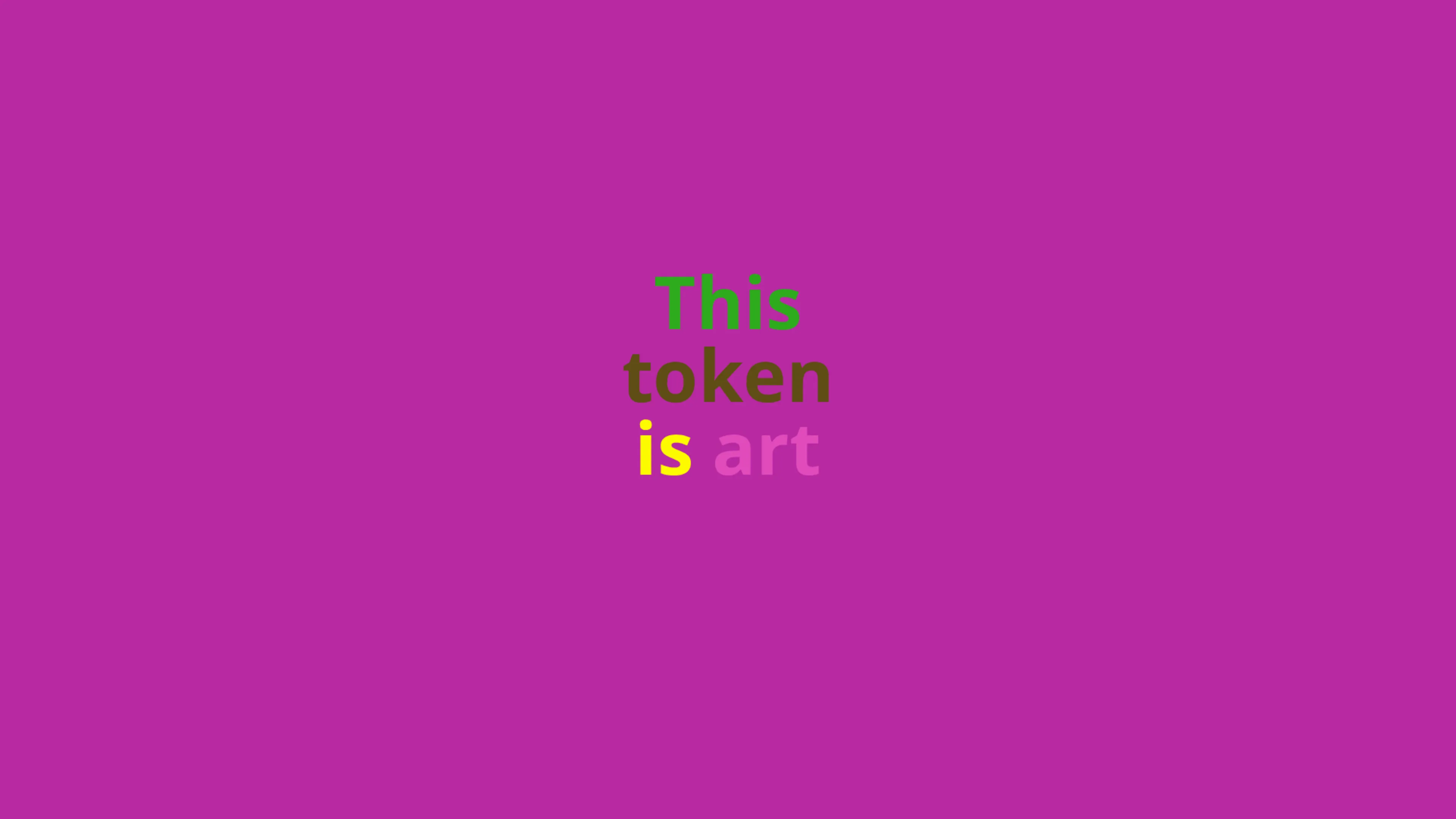 A token that can be nominated as art (or not) by its owner and that displays this state using colours from Democratic Palette (2016). Number 12 in an edition of 16.