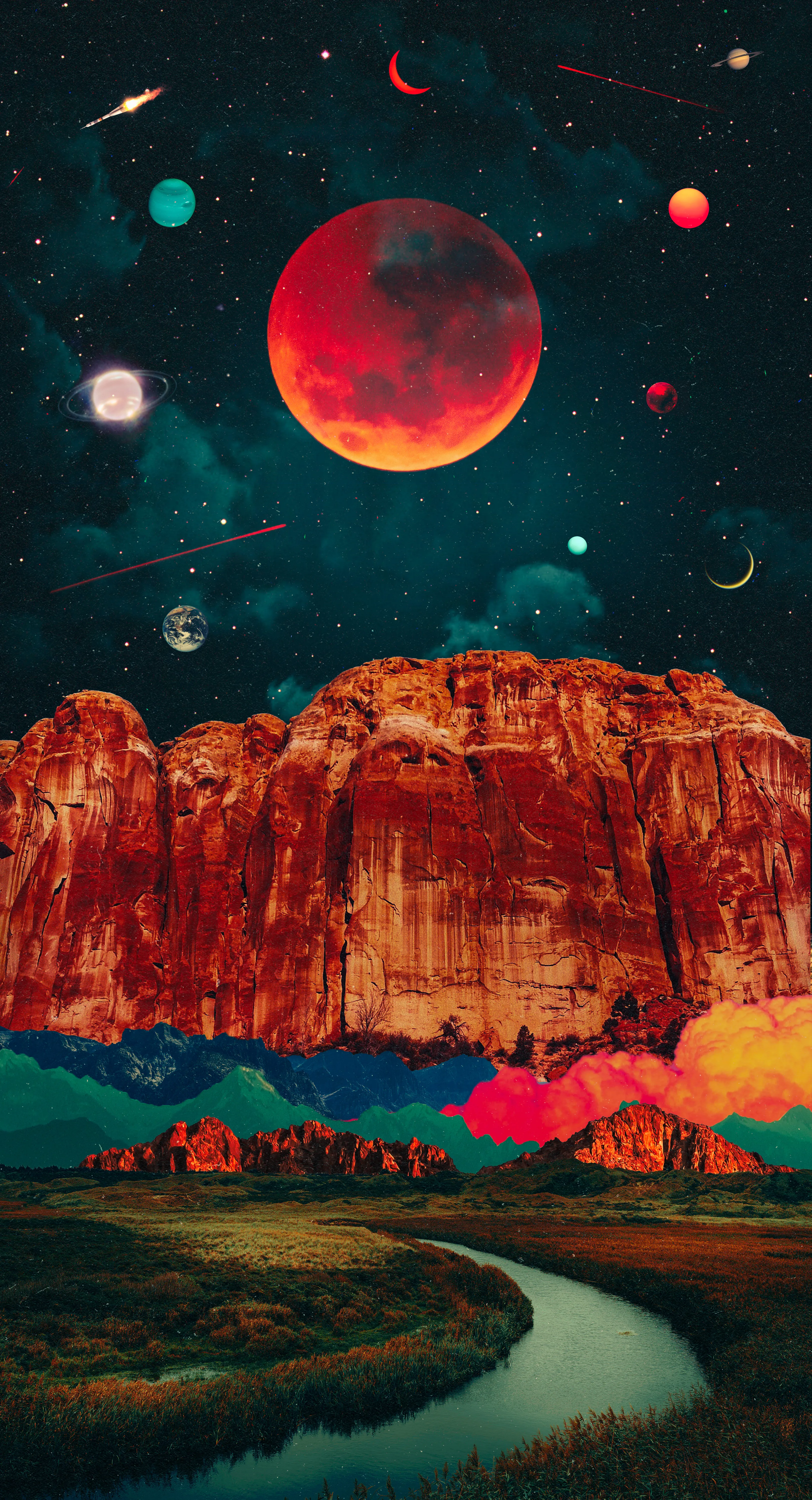 The universe is all around you. 

This is one of the first 9:16 pieces I've made, and I was so excited to use steep layers that typically vertically dominate the piece. It felt so good to expand my horizons with this one.