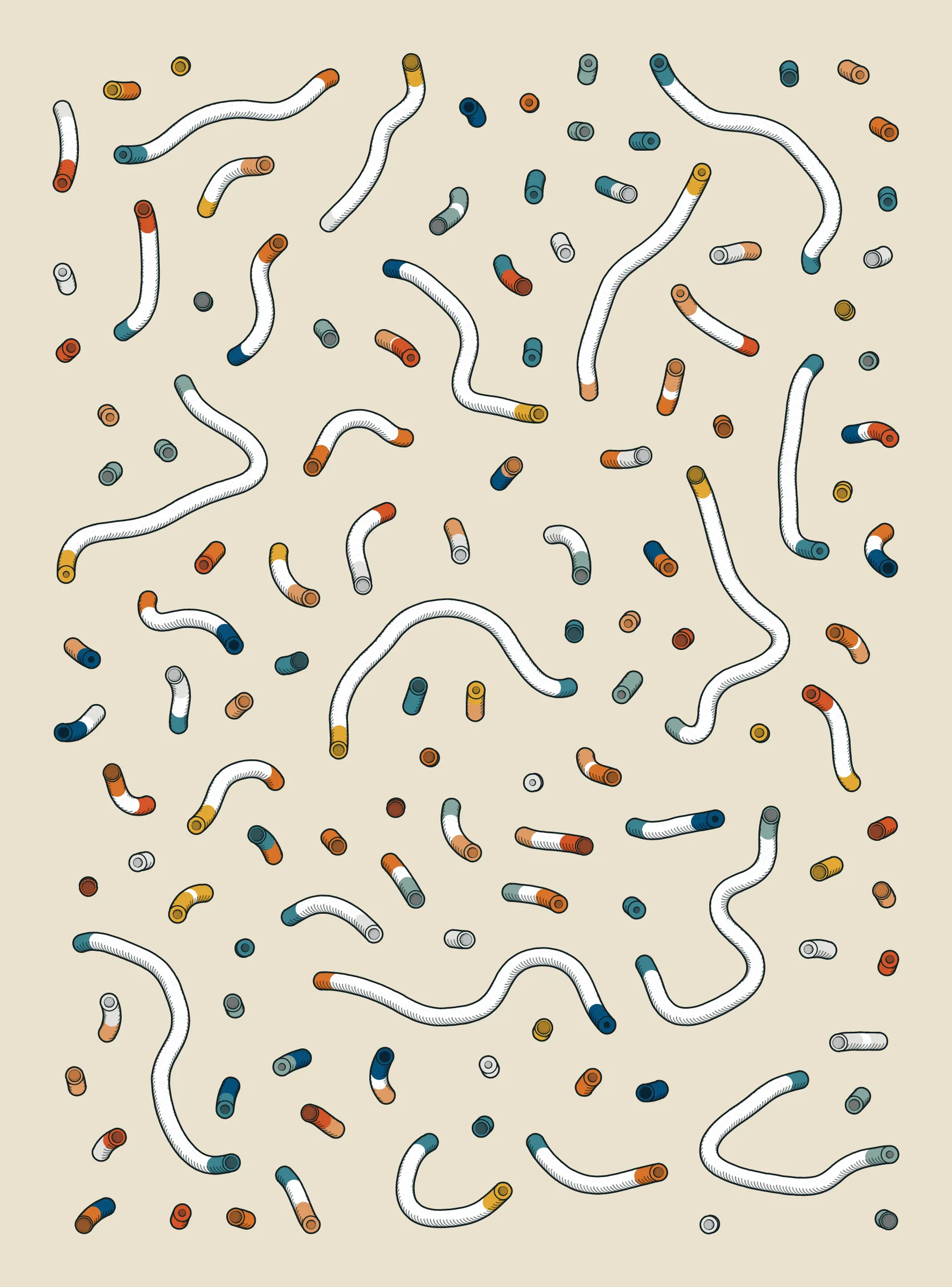 A generative series inspired by childhood memories, play and exploration. The program can use a variety of motions, collision types, colour processes, palettes and scales to create a wide range playful output.
