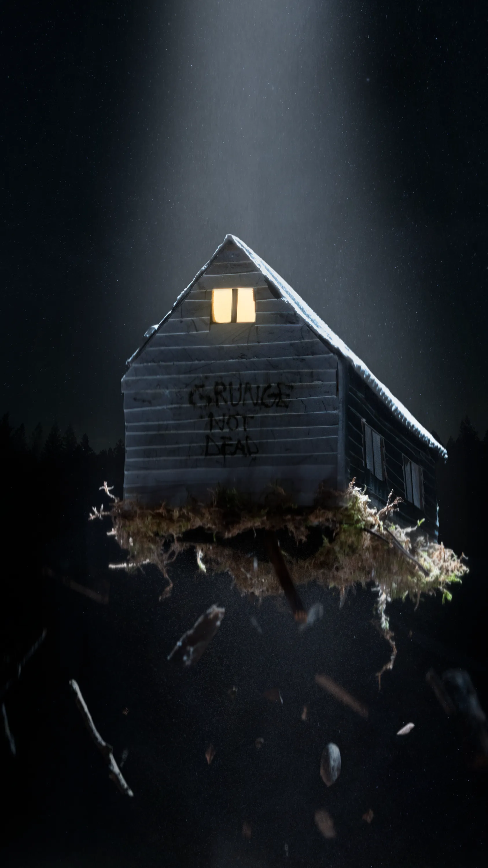 Artist: Random Freaks
 
Miniature artwork. Built with random objects, cardboard, dirt, and moss. Glued and painted all together. Shot multiple light expositions. Digitally crafted with Photoshop and After Effects.