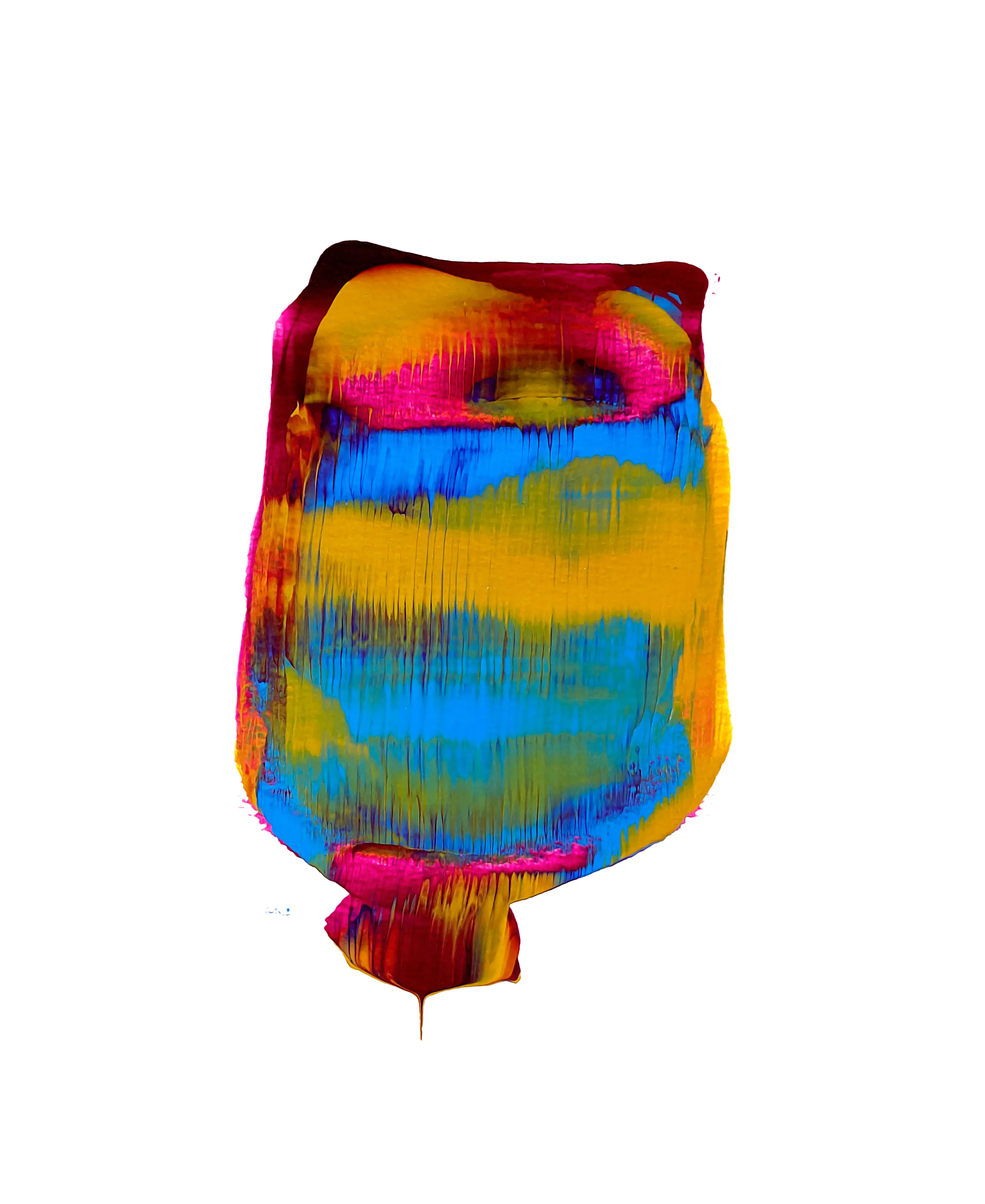 This work is painted with acrylic paints on paper. It was created using a pipe without a brush. After that, I edited it digitally.