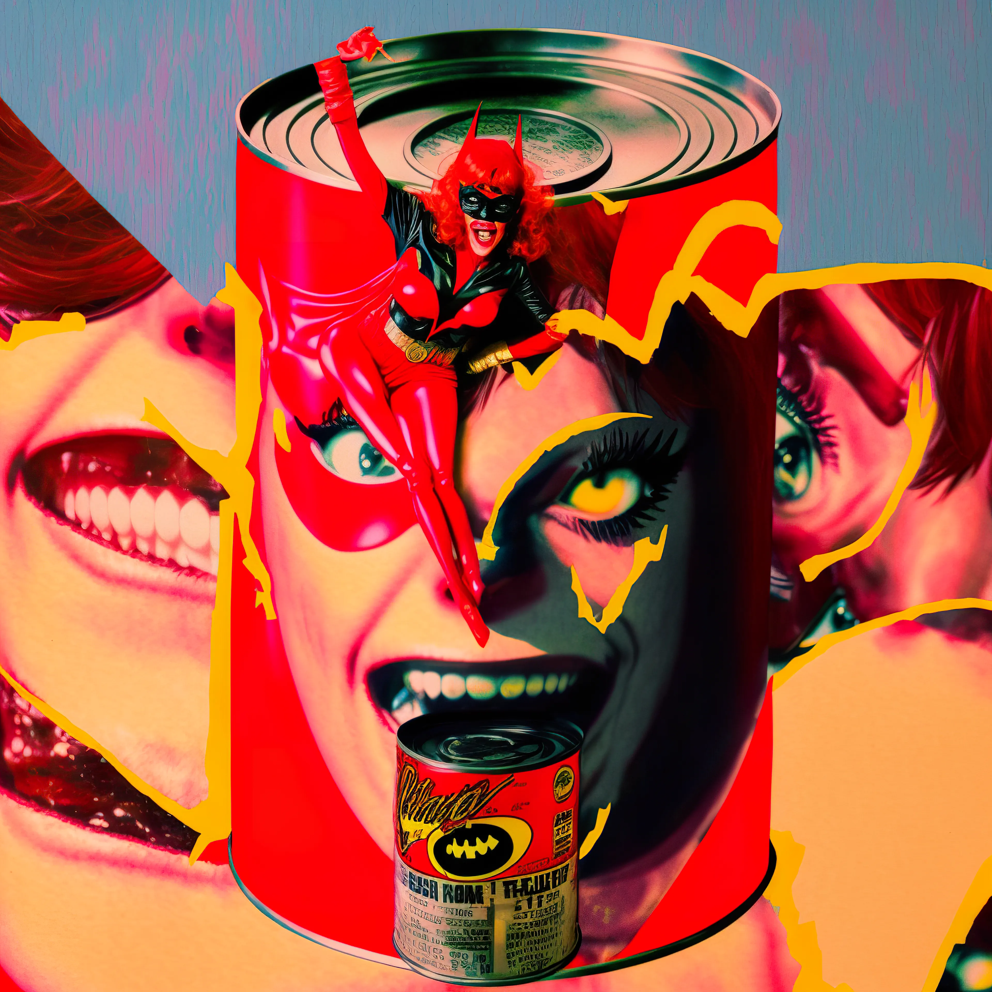 A series of surreal pulp cans generated using Midjourney (a.i)