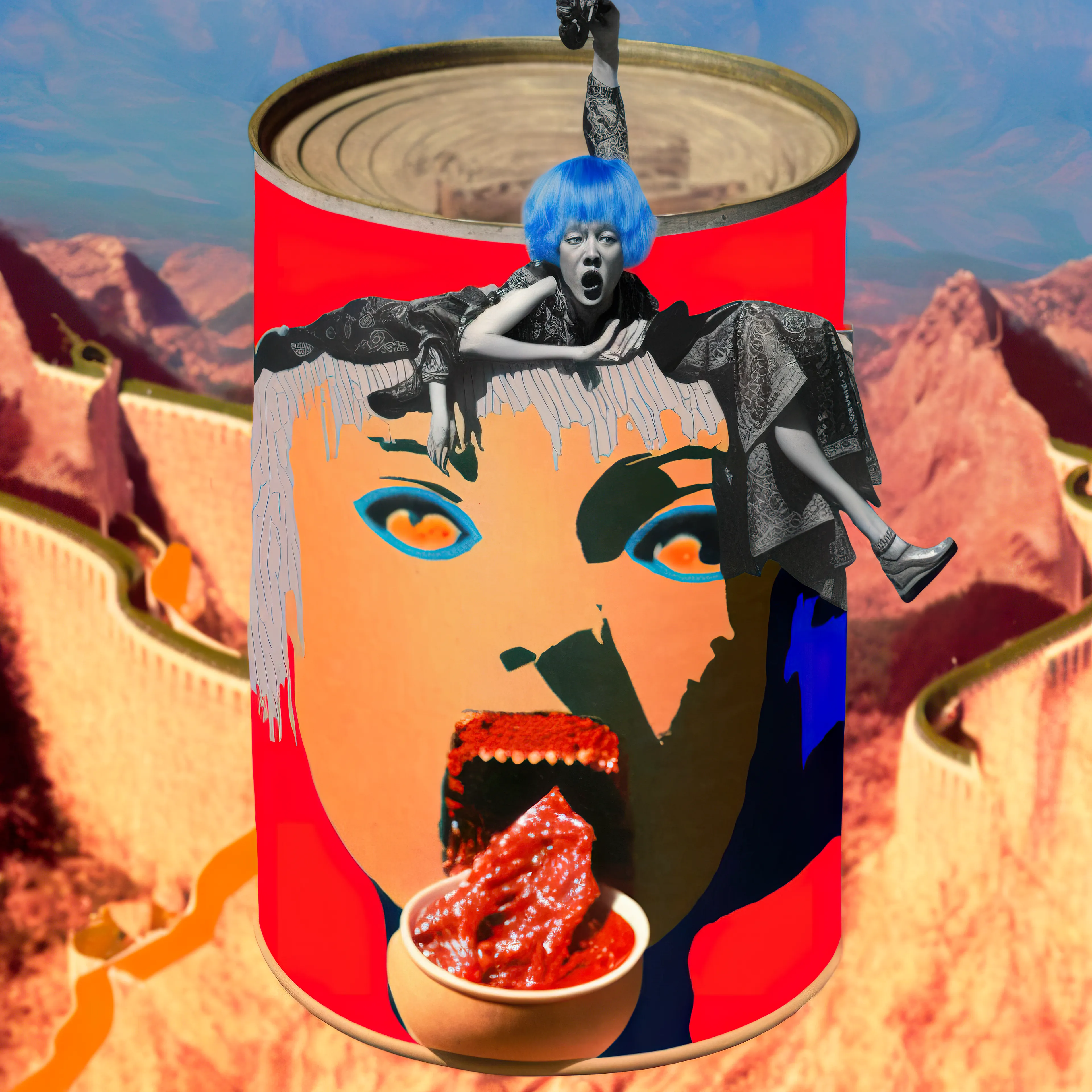 A series of surreal pulp cans generated using Midjourney (a.i)
