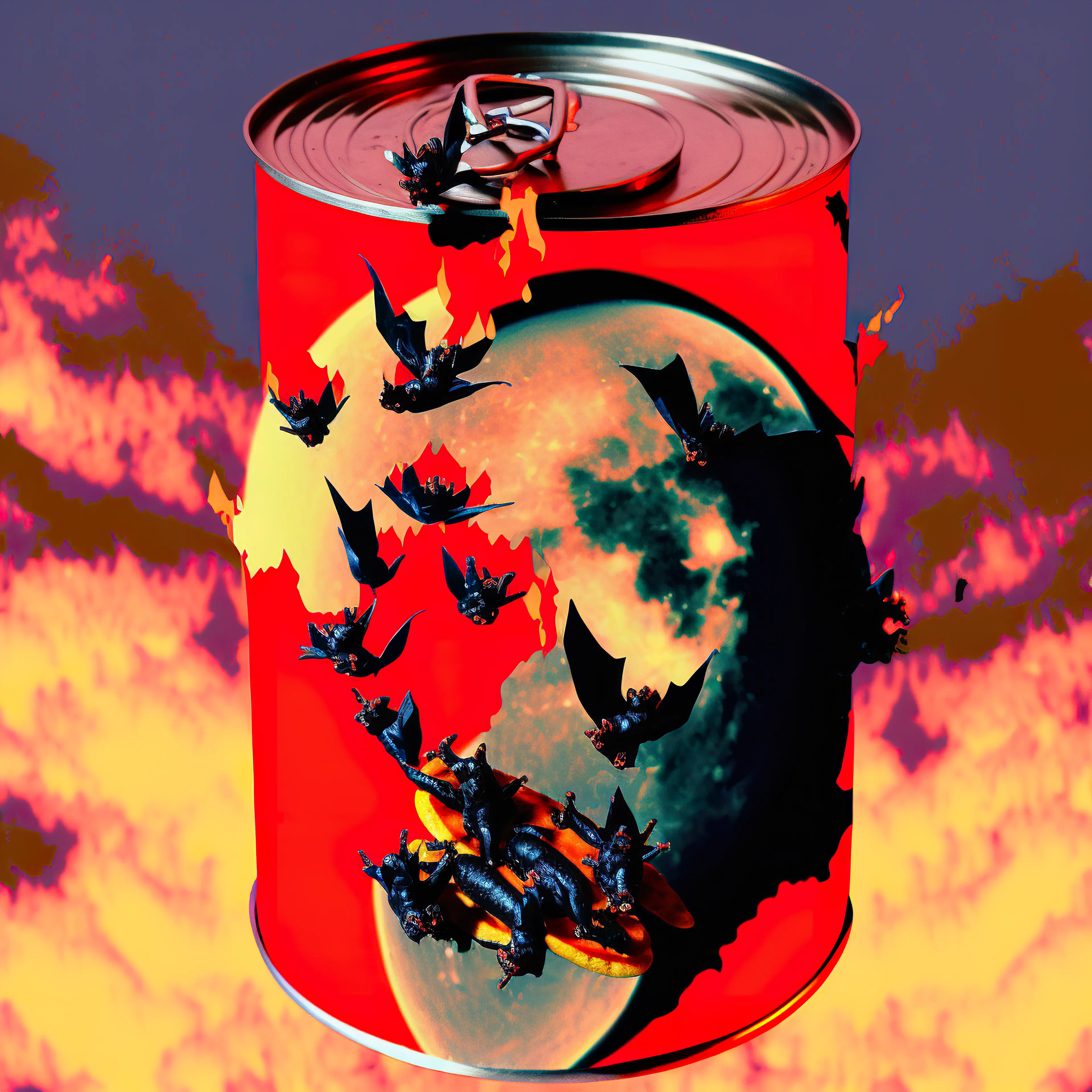 A series of surreal pulp cans generated using Midjourney (a.i)
