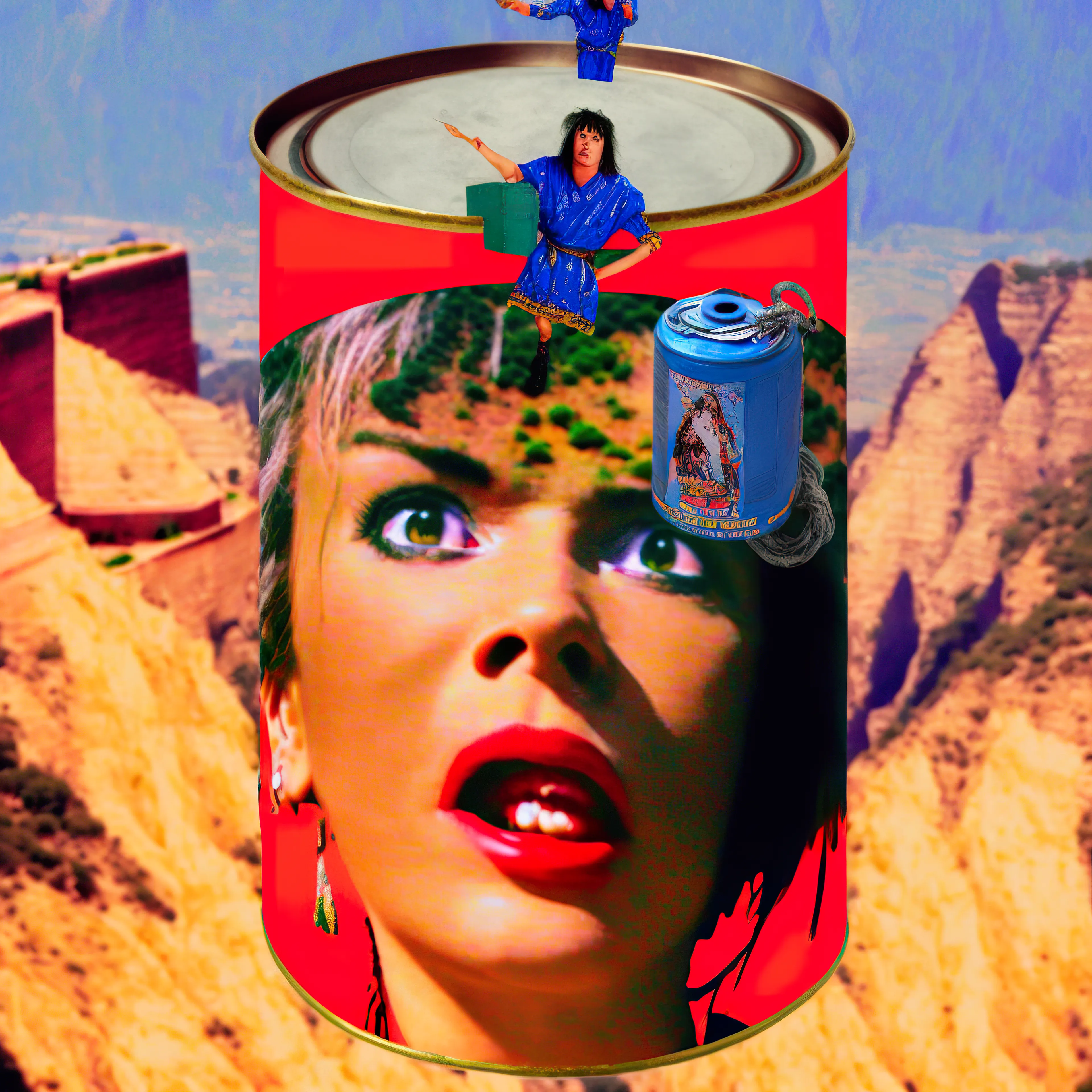 A series of surreal pulp cans generated using Midjourney (a.i)
