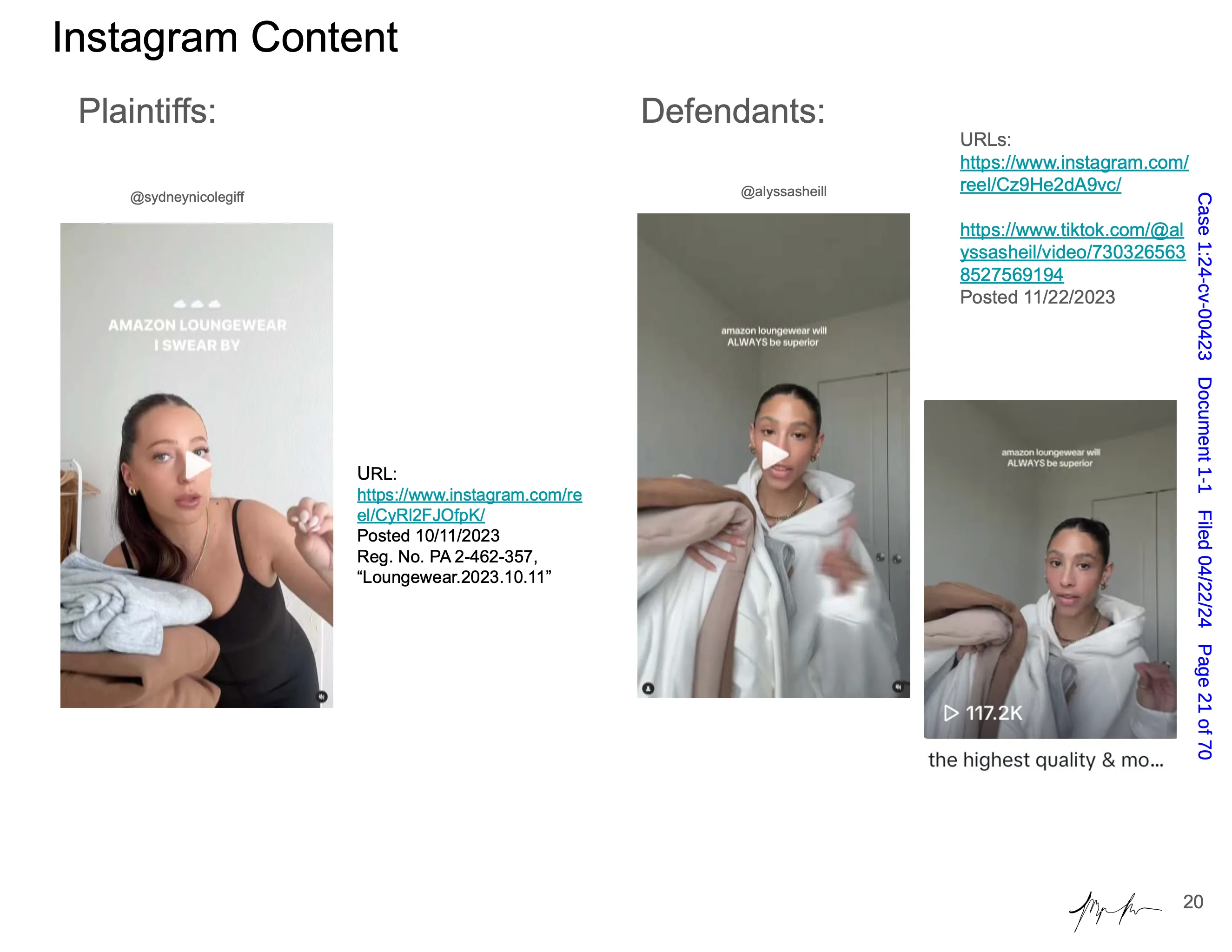 Envy

Maya Man is an artist focused on contemporary identity culture on the internet. Her work examines dominant narratives around femininity, authenticity, and the performance of self online. In _Hard Copy_ she examines a lawsuit between influencers Sydney Nicole Gifford and Alyssa Sheil, colloquially known as the “Sad Beige Lawsuit,” in which Gifford accused Sheil of replicating her content—from decor, to clothes, to nearly every aspect of her online persona. Each artwork is a page from an official legal document, taken directly from court filings and electronically signed by the artist. Presented as side-by-side comparisons and complete with screenshots from various social media platforms, websites, and hyperlinks, the pages fit naturally within Man’s work, even though the artifacts themselves are, in effect, stolen.

Prints of Hard Copy are available the first month after release. Please contact [hello@mayaontheinter.net](mailto:hello@mayaontheinter.net) to receive your print.