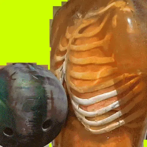 Wrath

When it comes to her GIF artworks, Lorna Mills draws material from many different sources. It’s not uncommon to see pornography, animal videos, and all other manner of internet eye candy cut out and transposed in her work against a bright colored background. In _Diatriber_, source material comes from weapons demonstrations on ballistic gel dummies posted to YouTube. In these videos, a weapon—be it a sword, gun, axe, or otherwise—is used, typically by a man, with full force against a dummy. The dummies are made to mimic human flesh in order to accurately test the weapon, and for the sake of effect, they often spurt fake blood. When this concoction comes into contact with the right weapon at the right speed, the result is a flurry of particles of blood, gel, and fake bone, meticulously identified and sculpted frame by frame in Mills’ hand-crafted style. Mills has described Diatriber as a “giant temper tantrum,” and in viewing the carnage, the viewer can’t help but take part.