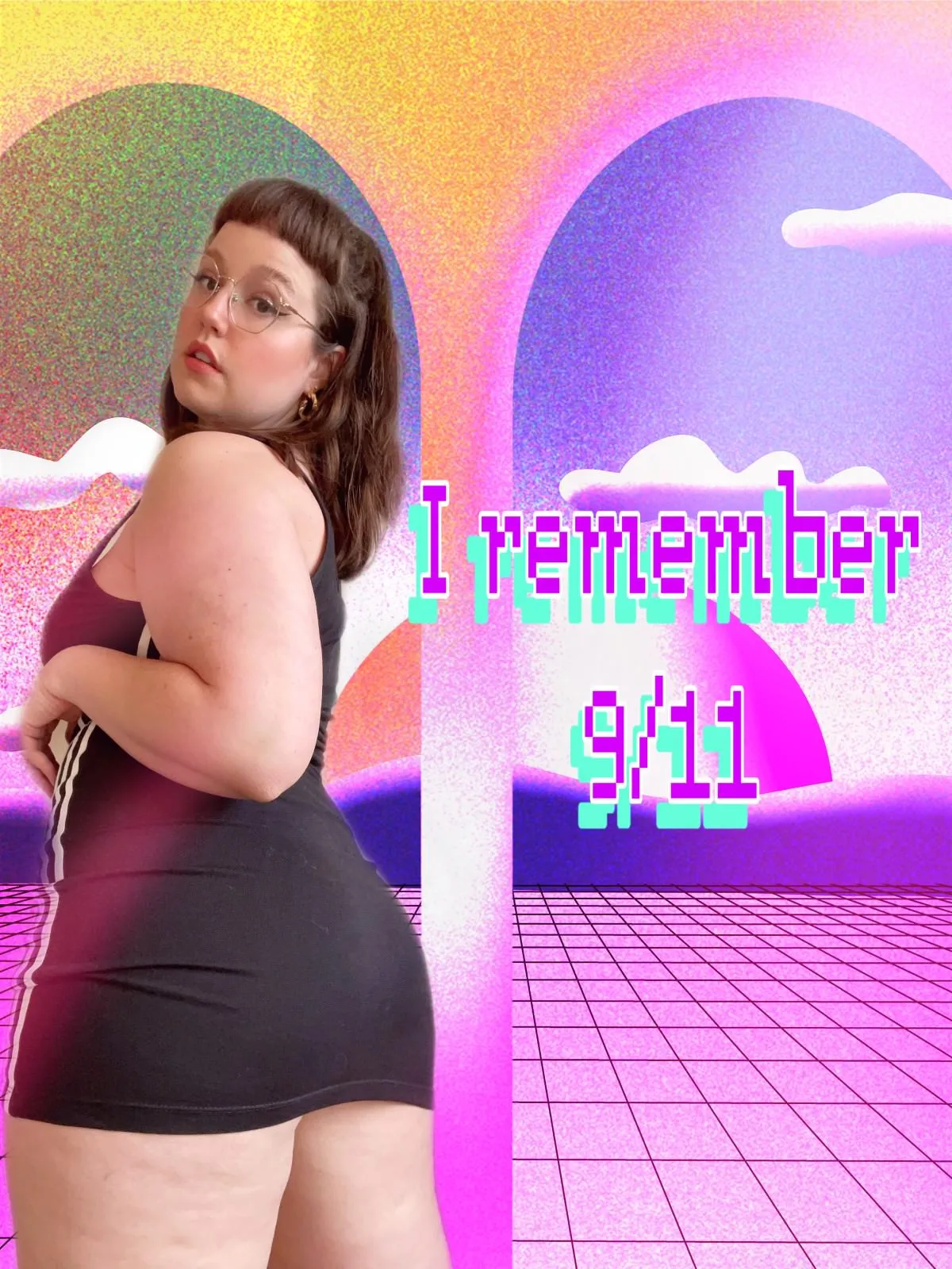 "I Remember 9/11", digital collage. 2022.

'Just a Thot' uses feminine sexuality as the vessel to deliver a variety of both dark and playful, yet equally as valid, truths about existing as a woman in an online space. 