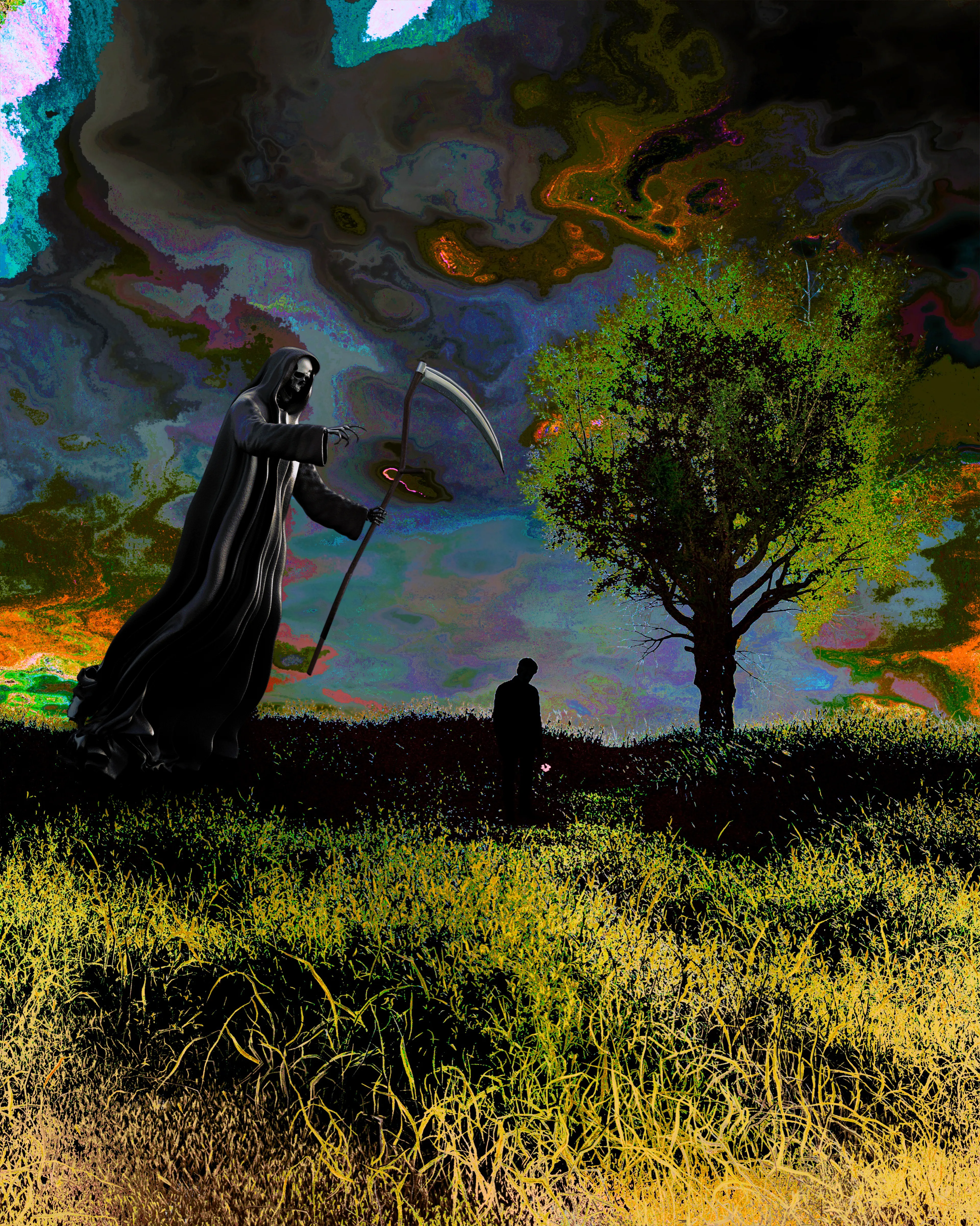 there was a cold chill in the air 
the sky was beautiful but my heart broken  
for a second I could see the reaper 
right beside me

Photon Tide & VAD 