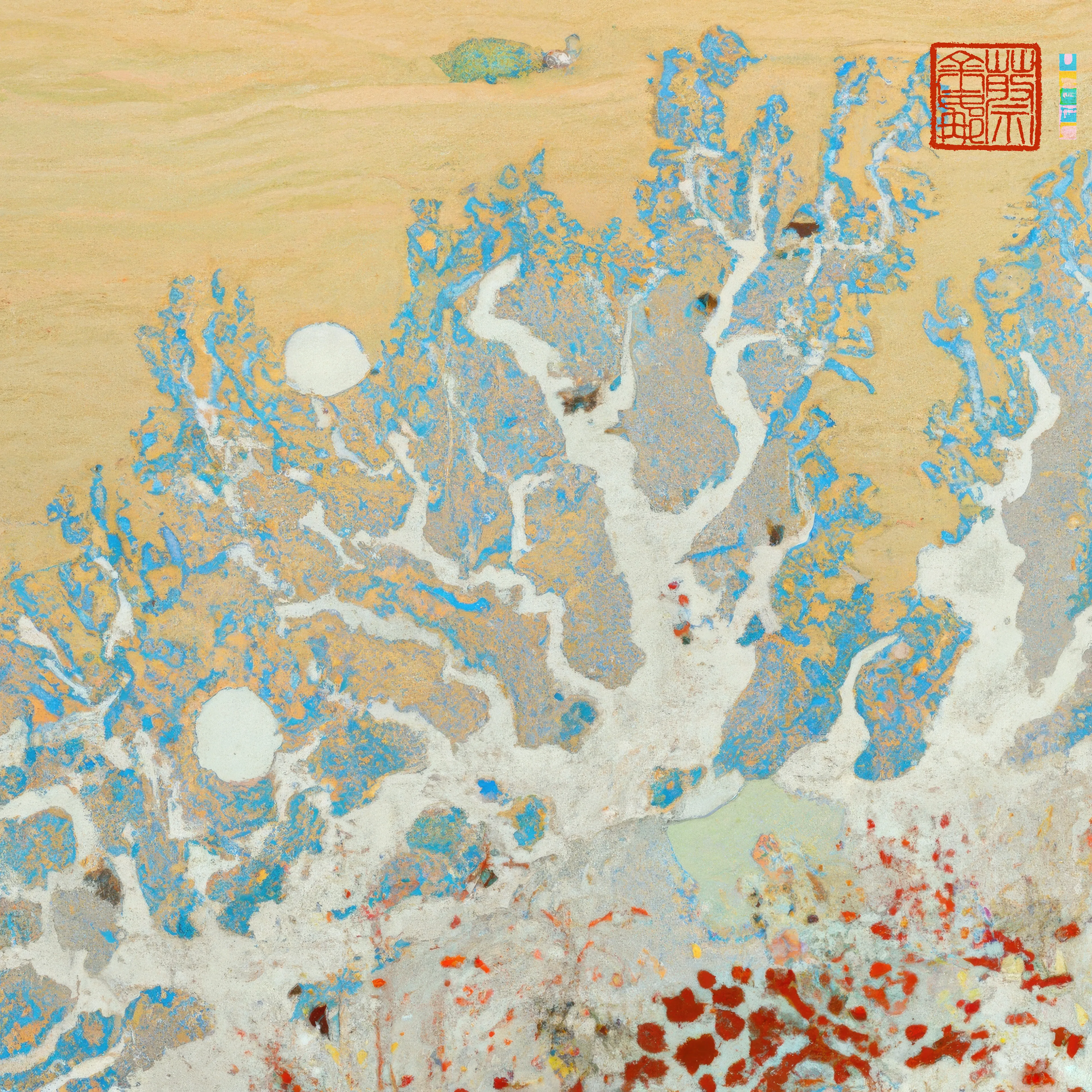 I grew up on the Great Barrier Reef wandering in rock pools, collecting shells on island beaches and diving in a crystal clear ocean alive with underwater gardens. Inspired by these coral microcosms, this collection reflects the indelible mark making of traditional Chinese painting. Created in collaboration with AI using purely textual prompts formed through a process of deconstructing and recontextualising an ancient Chinese instructional text on painting intertwined with my poetry of personal somatic and visual memory.