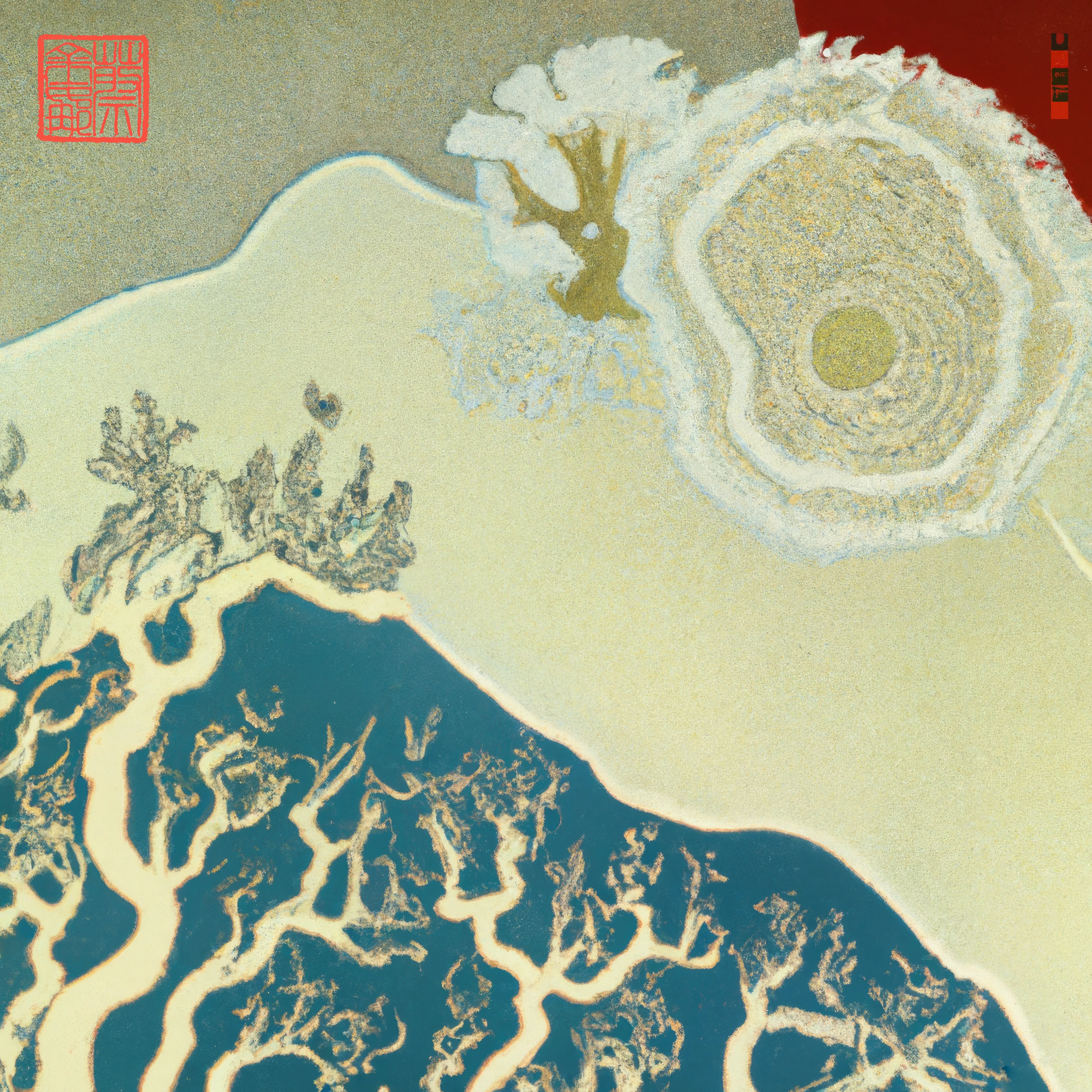 I grew up on the Great Barrier Reef wandering in rock pools, collecting shells on island beaches and diving in a crystal clear ocean alive with underwater gardens. Inspired by these coral microcosms, this collection reflects the indelible mark making of traditional Chinese painting. Created in collaboration with AI using purely textual prompts formed through a process of deconstructing and recontextualising an ancient Chinese instructional text on painting intertwined with a poetry of personal somatic and visual memory.