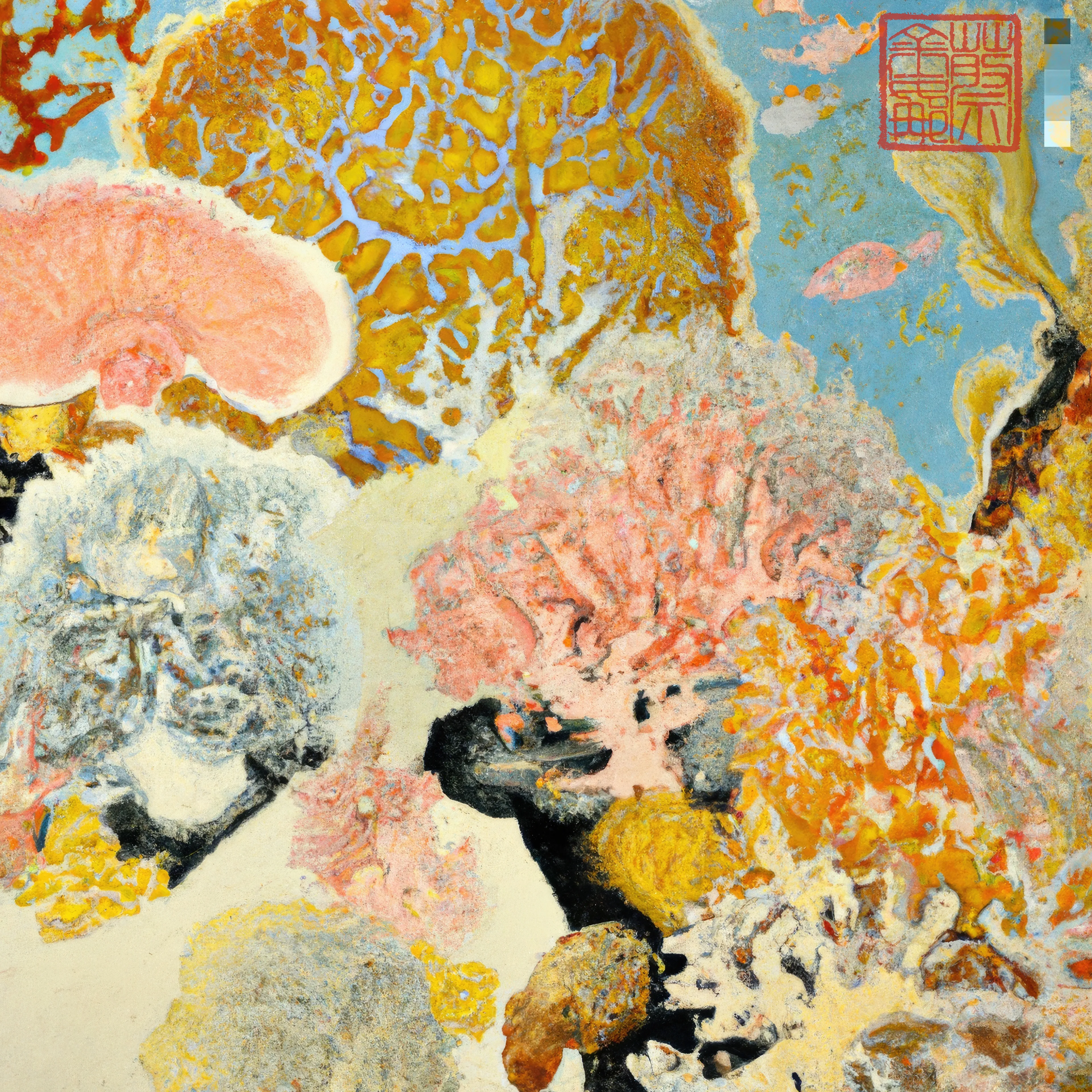 I grew up on the Great Barrier Reef wandering in rock pools, collecting shells on island beaches and diving in a crystal clear ocean alive with underwater gardens. Inspired by these coral microcosms, this collection reflects the indelible mark making of traditional Chinese painting. Created in collaboration with AI using purely textual prompts formed through a process of deconstructing and recontextualising an ancient Chinese instructional text on painting intertwined with my poetry of personal somatic and visual memory.