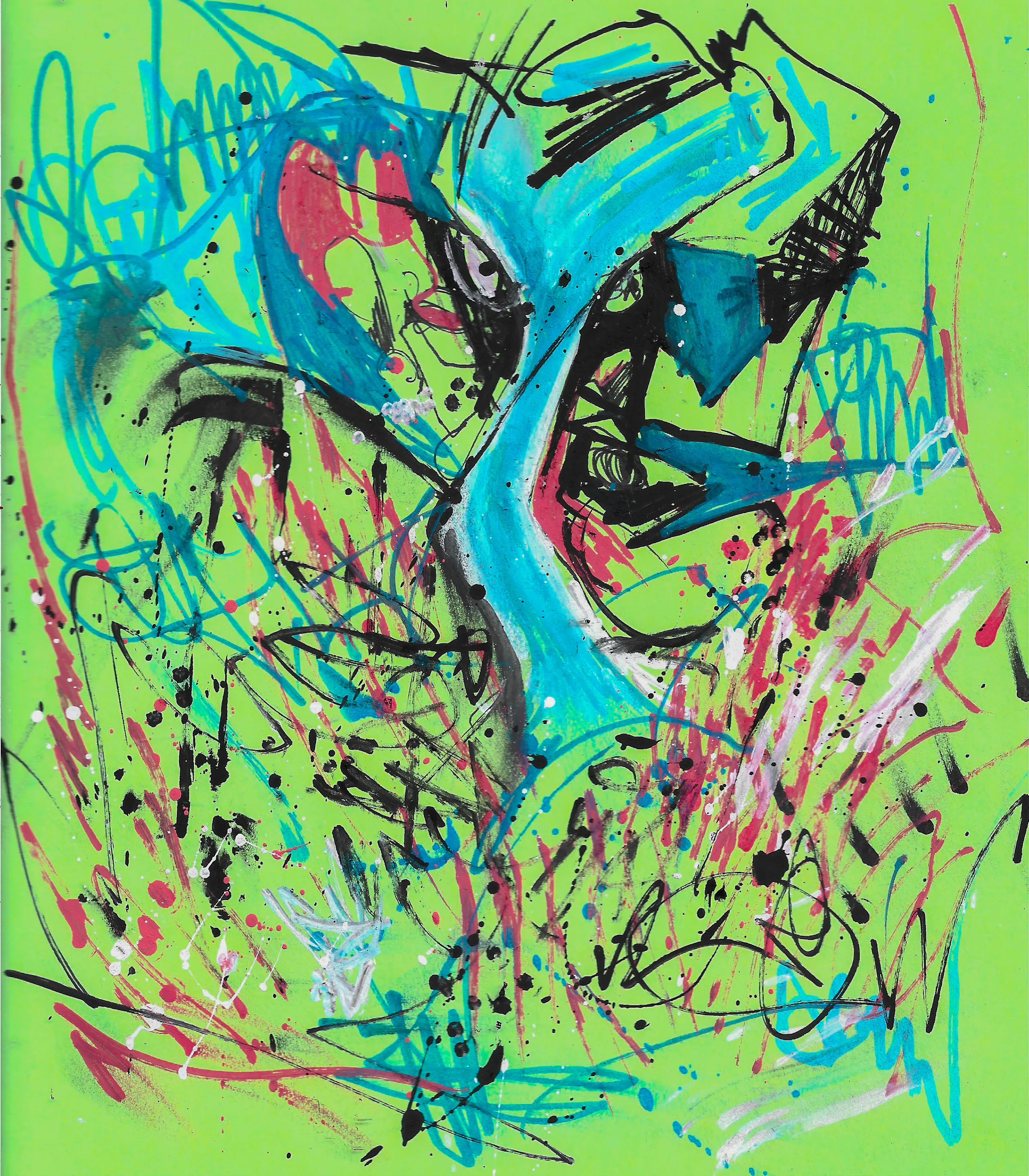 mark-making evoking animus and fiend like creation 