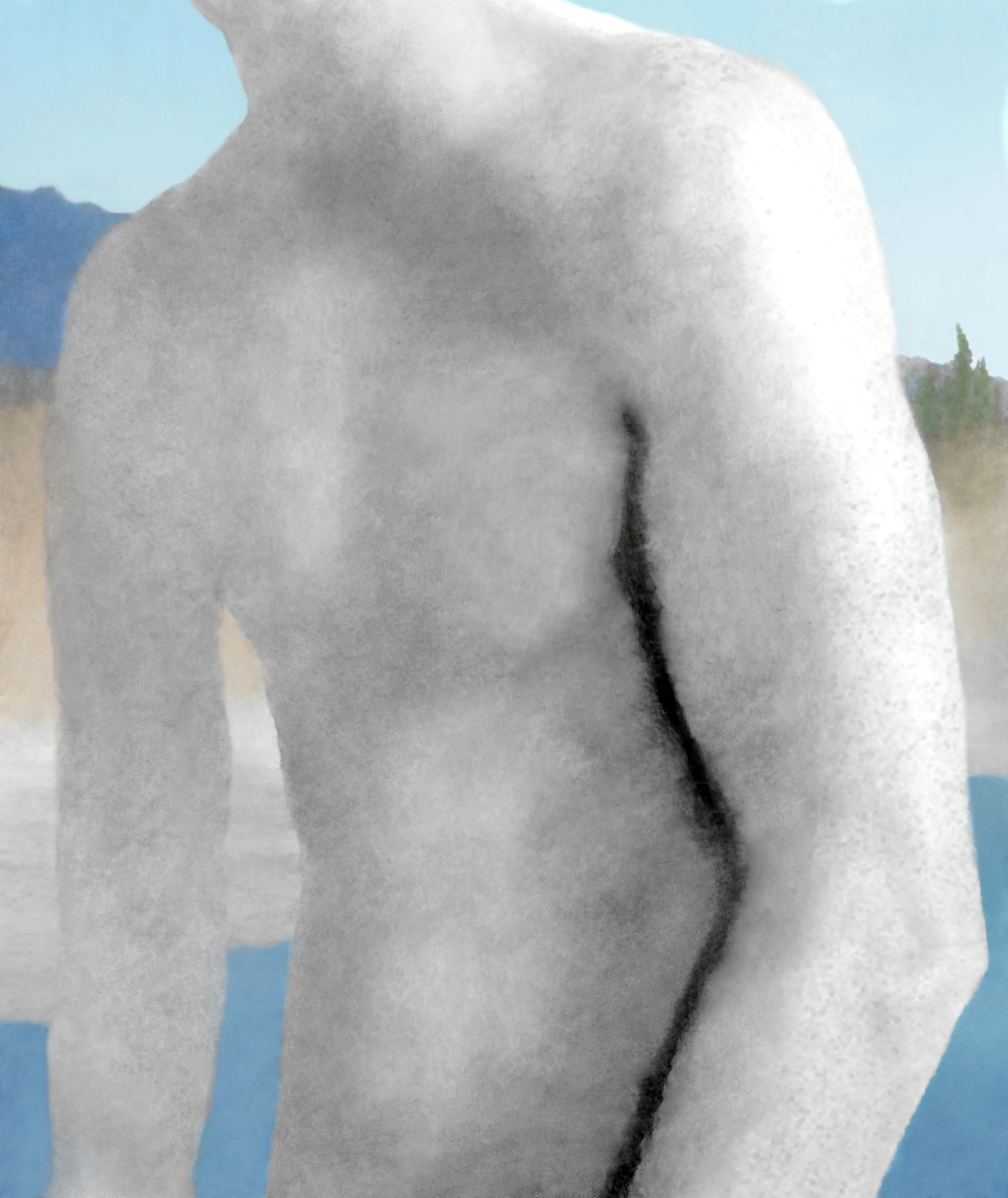 In Promise Land (2018-2021), American post-photographic artist Gregory Eddi Jones uses T.S. Eliot's modernist masterpiece, The Waste Land (1922), as its point of departure. In borrowing literary strategies from the poem and translating them into visual form, Promise Land is positioned as a collection of pictures that picks up where The Waste Land left off over 100 years ago. 

To produce this work, Jones appropriated and re-authored common stock and advertising photographs as his source material. From this material, the artist engages in strategies of digital composite and physical ink manipulation to craft a type of picture that is untethered from the traditional burdens of photography's relationships to truth and belief. 

Throughout Promise Land, Jones pulls inspiration from a range of influences including folk pictures and fairy-tale illustrations, to surrealism, stories of myth, common advertising tropes, and photo-historical traditions. The resulting project sums up to a visual symphony that harmonizes with a fracturing, "post-truth" contemporary world. Promise Land revisits what many consider to be the greatest poem of the twentieth century while simultaneously reimagining what photography can be.